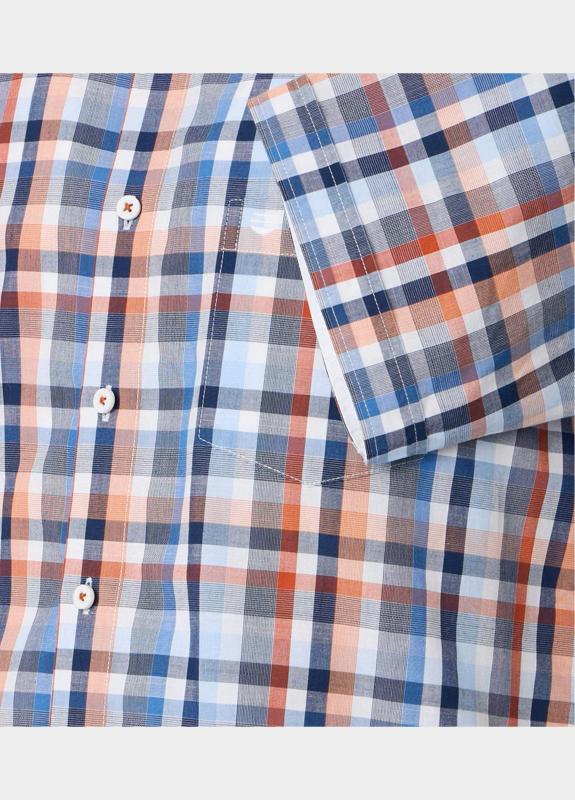 Redmond overhemd korte mouw heren Oranje Slub Dobby Casual 251430990/210