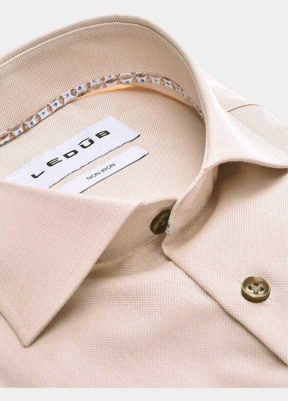 Ledub Business hemd lange mouw Bruin  0143350/630-630-000