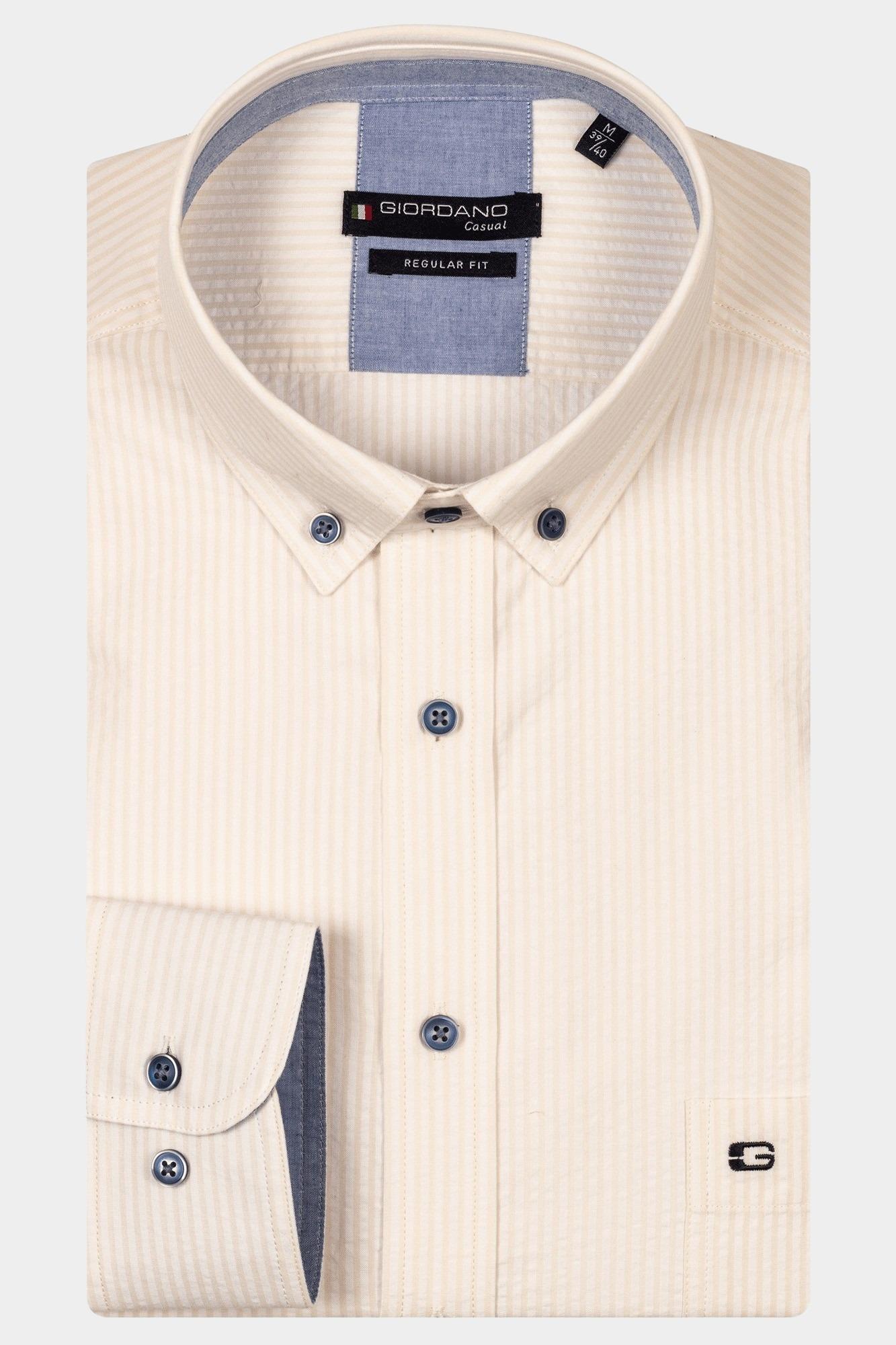 Giordano Casual hemd lange mouw Bruin Ivy long sleeve button down 517101/80