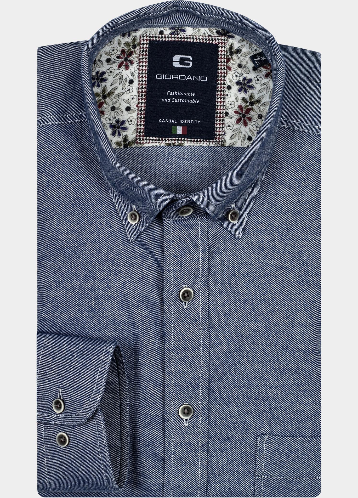 R.B. Boston Overhemd heren Blauw Brando, LS Button Down  Two-T 427001-78/63