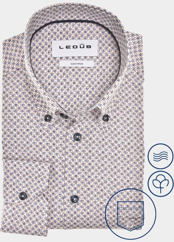 Ledub Business hemd lange mouw Bruin  0702015/620-196-000