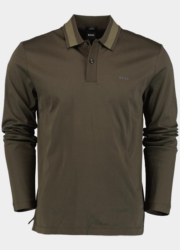 BOSS Black Polo lange mouw Groen H-Pleins 200 10273705 01 50549257/342