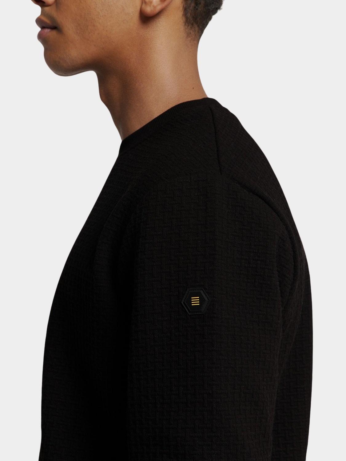 No Excess Sweater Zwart Sweater Crewneck Double Layer 25100908/020