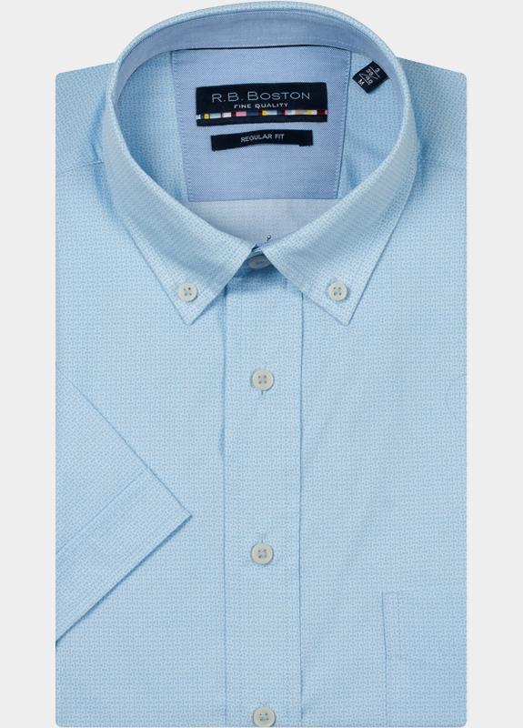 R.B. Boston overhemd korte mouw heren Blauw Marshall SS Button Down 616670/67