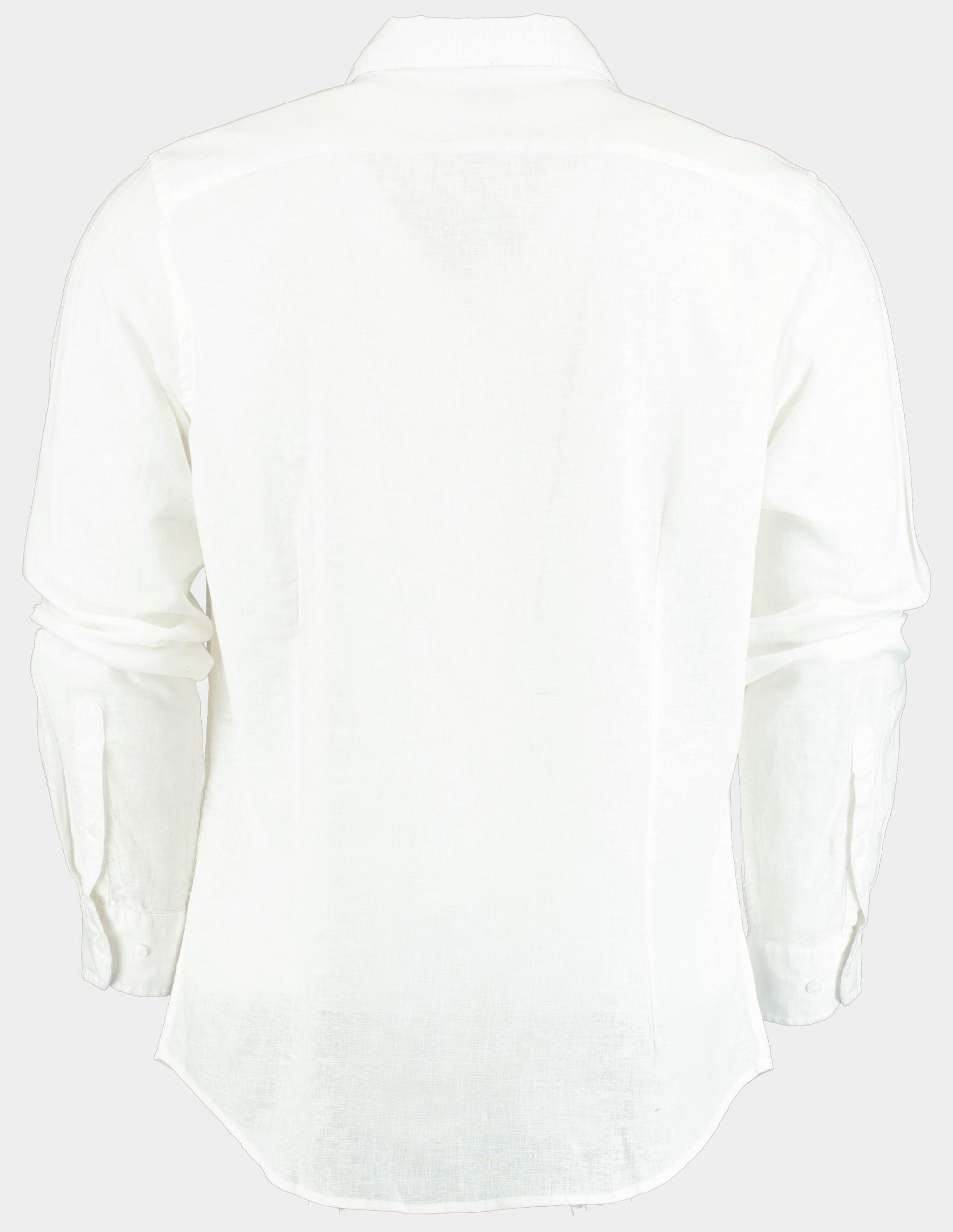 Bos Casual hemd lange mouw Wit Linnen katoen shirt LM 42540015I/100 White