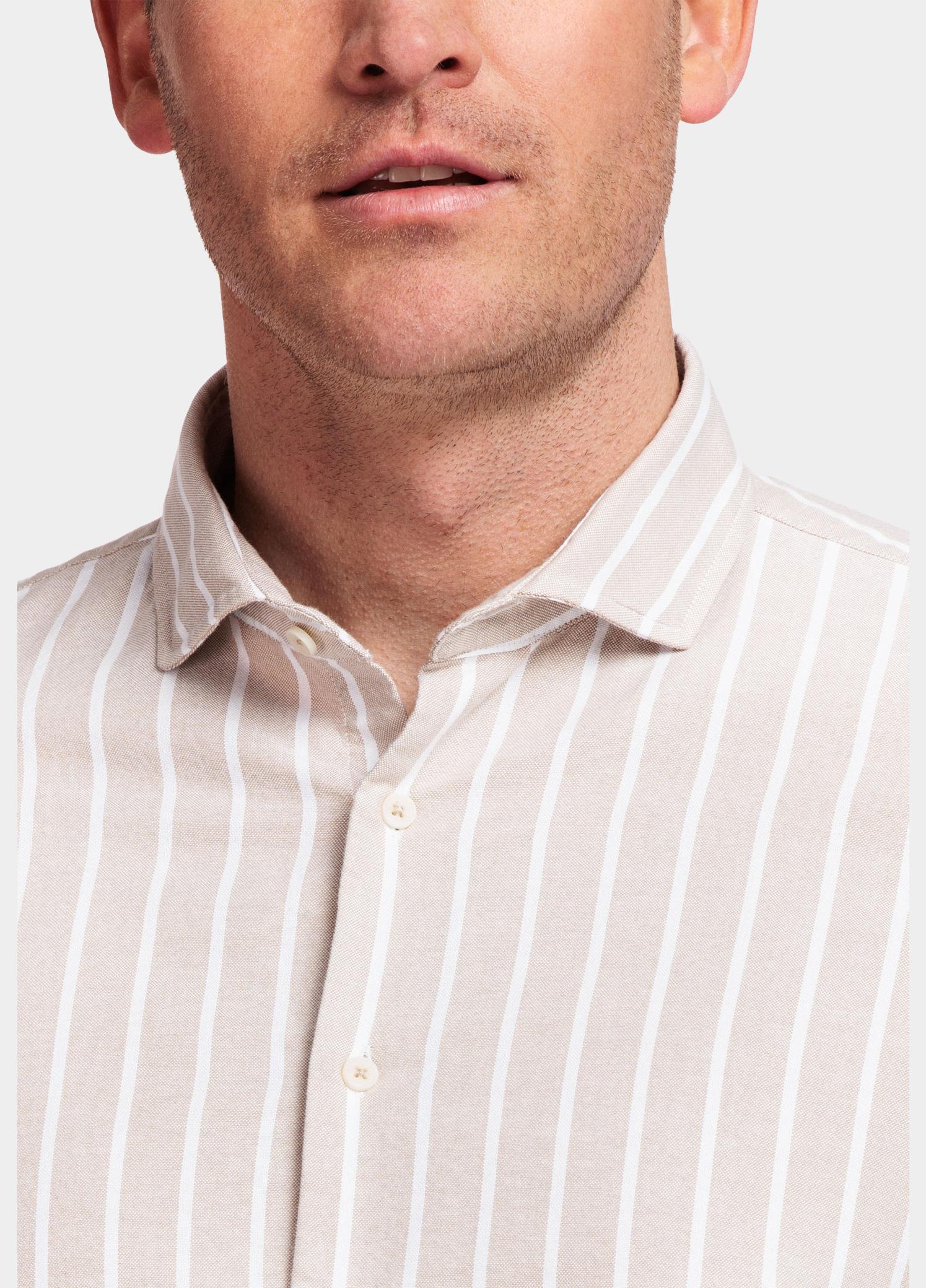 Giordano Overhemd heren Wit Row, LS Cutaway Color Stripe 417840/81