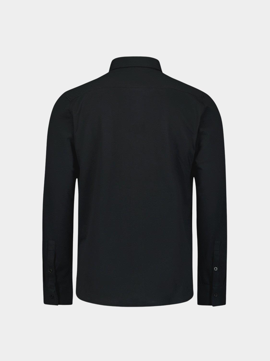 No Excess Casual hemd lange mouw Zwart Shirt Jersey Pique Stretch N4186/020
