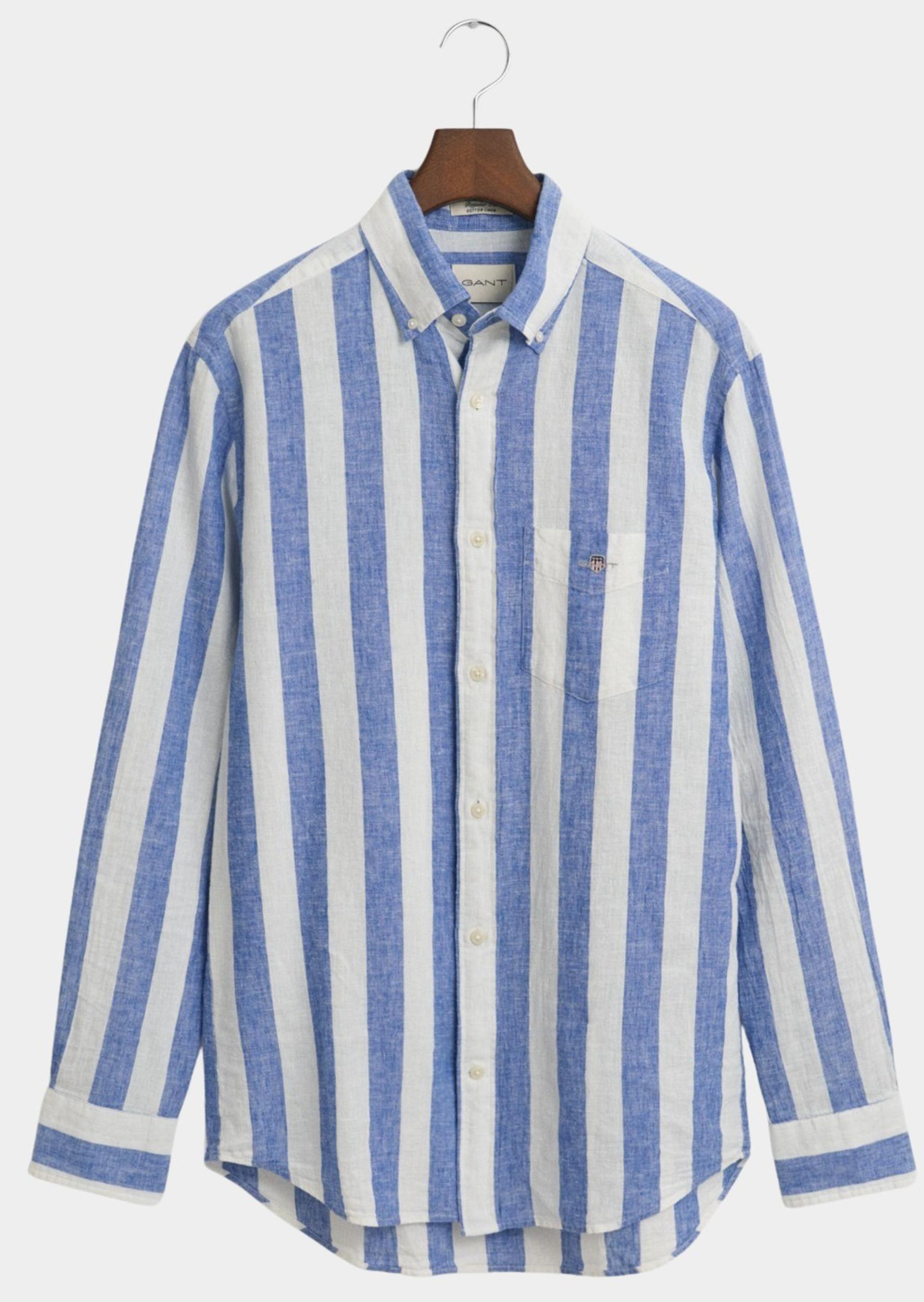 Gant Casual hemd lange mouw Blauw REG COTTON LINEN BOLD STRIPE 3250043/407