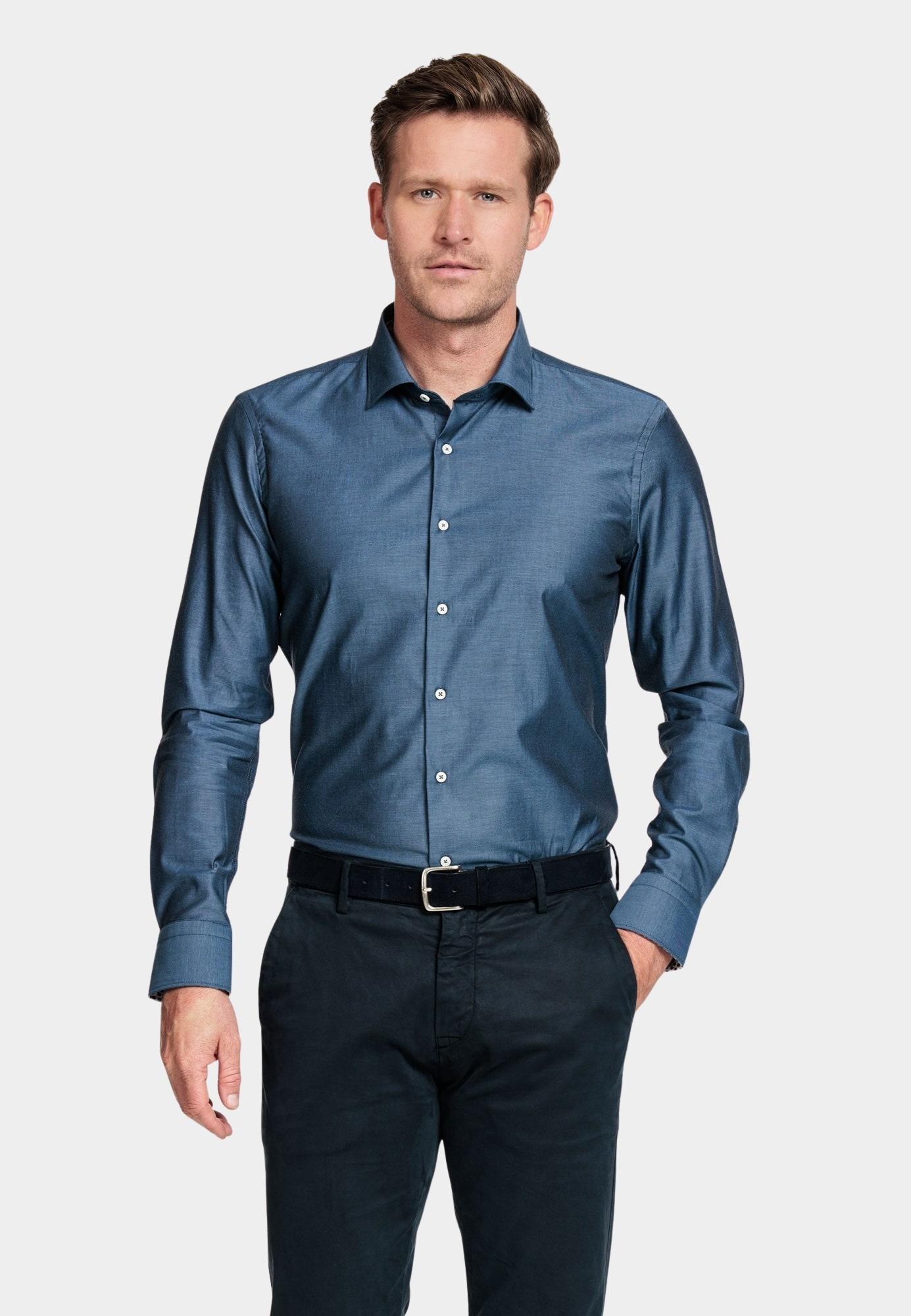 Giordano Casual hemd lange mouw Blauw Maggiore, LS Semi Cutaway  Tw 327805/63