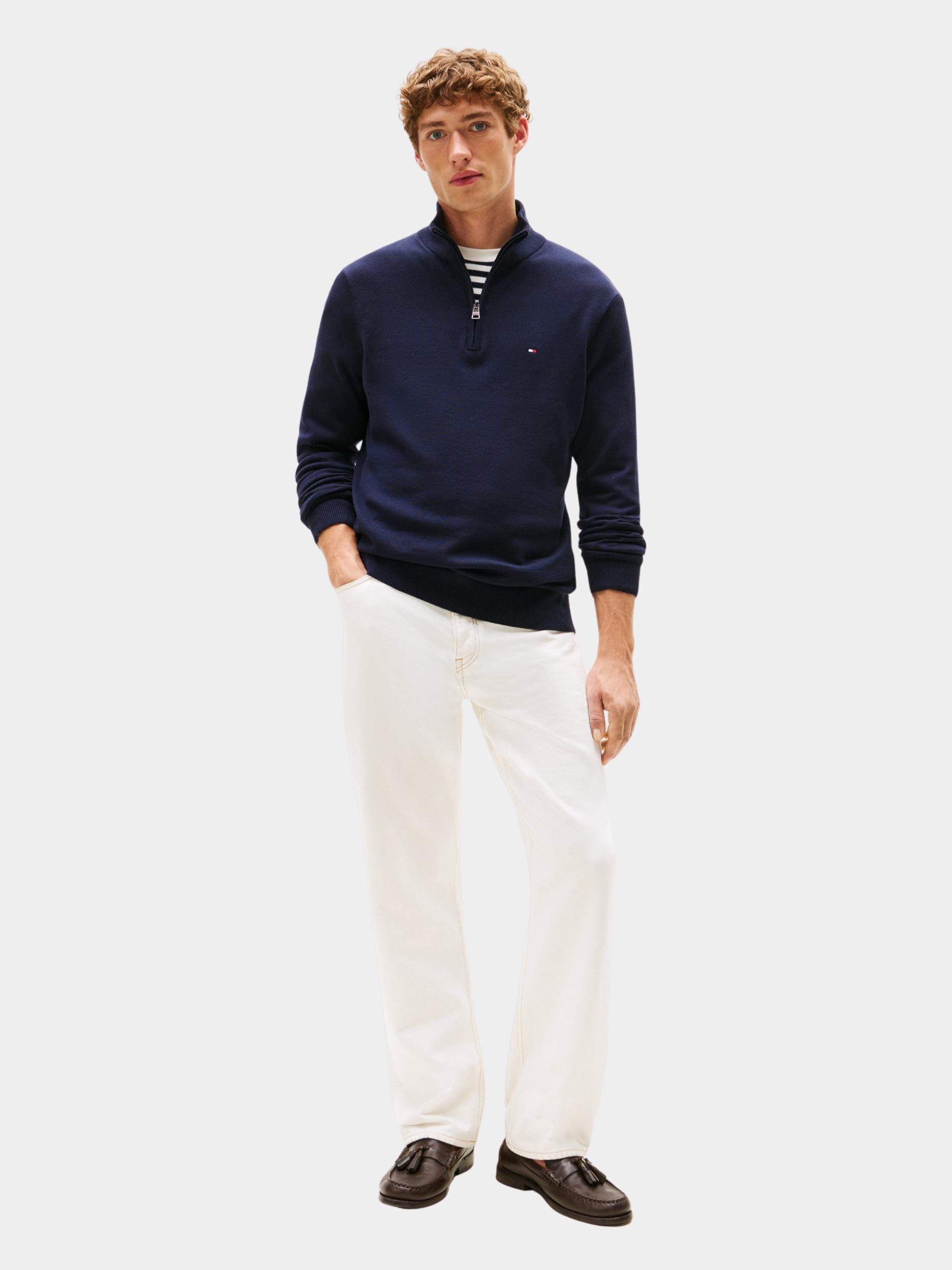 Tommy Hilfiger Half Zip Blauw ESSENTIAL COTTON ZIP MOCK MW0MW37331/DW5