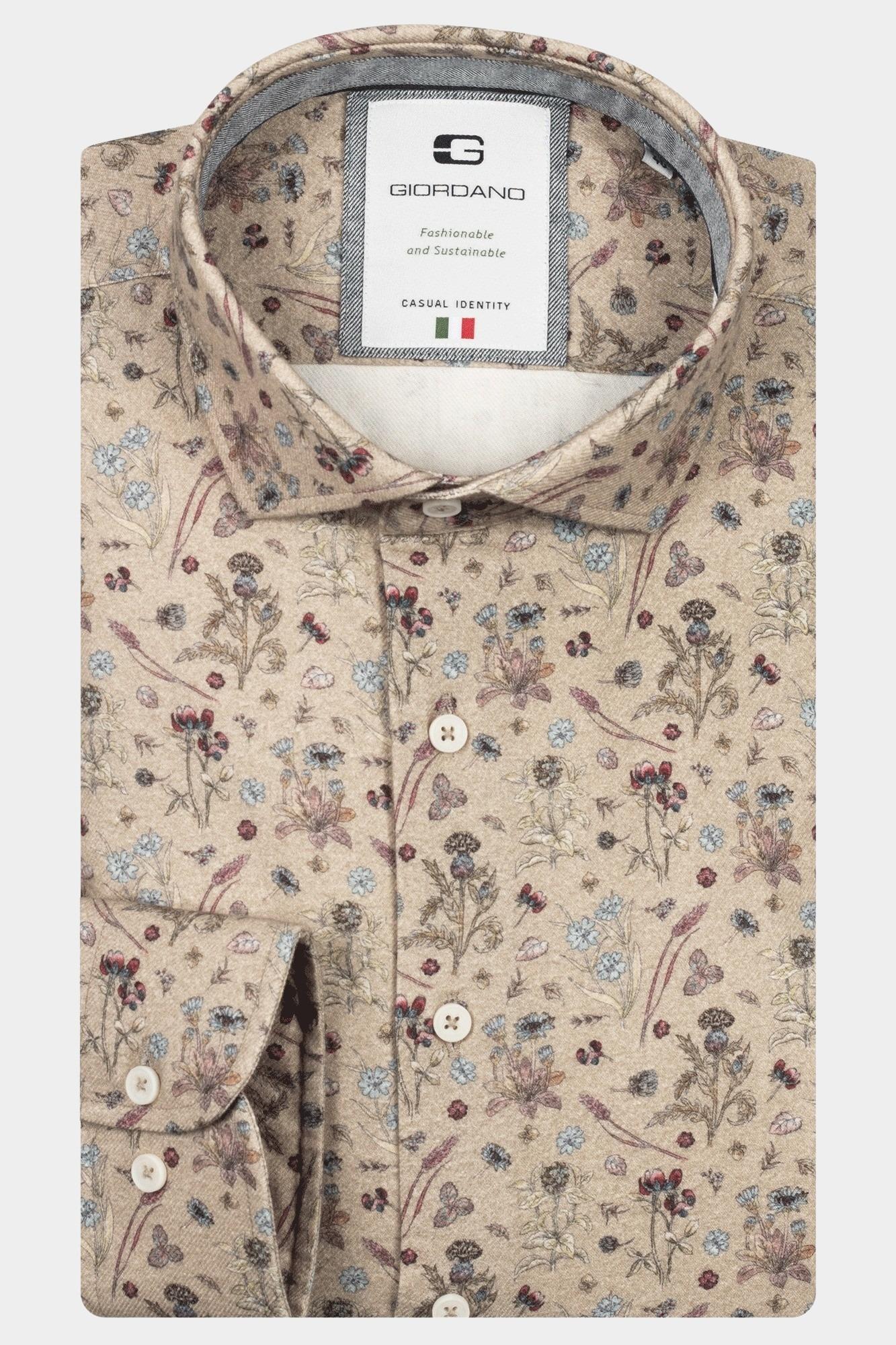 Giordano Casual hemd lange mouw Bruin Row long sleeve cutaway brush 527853/80