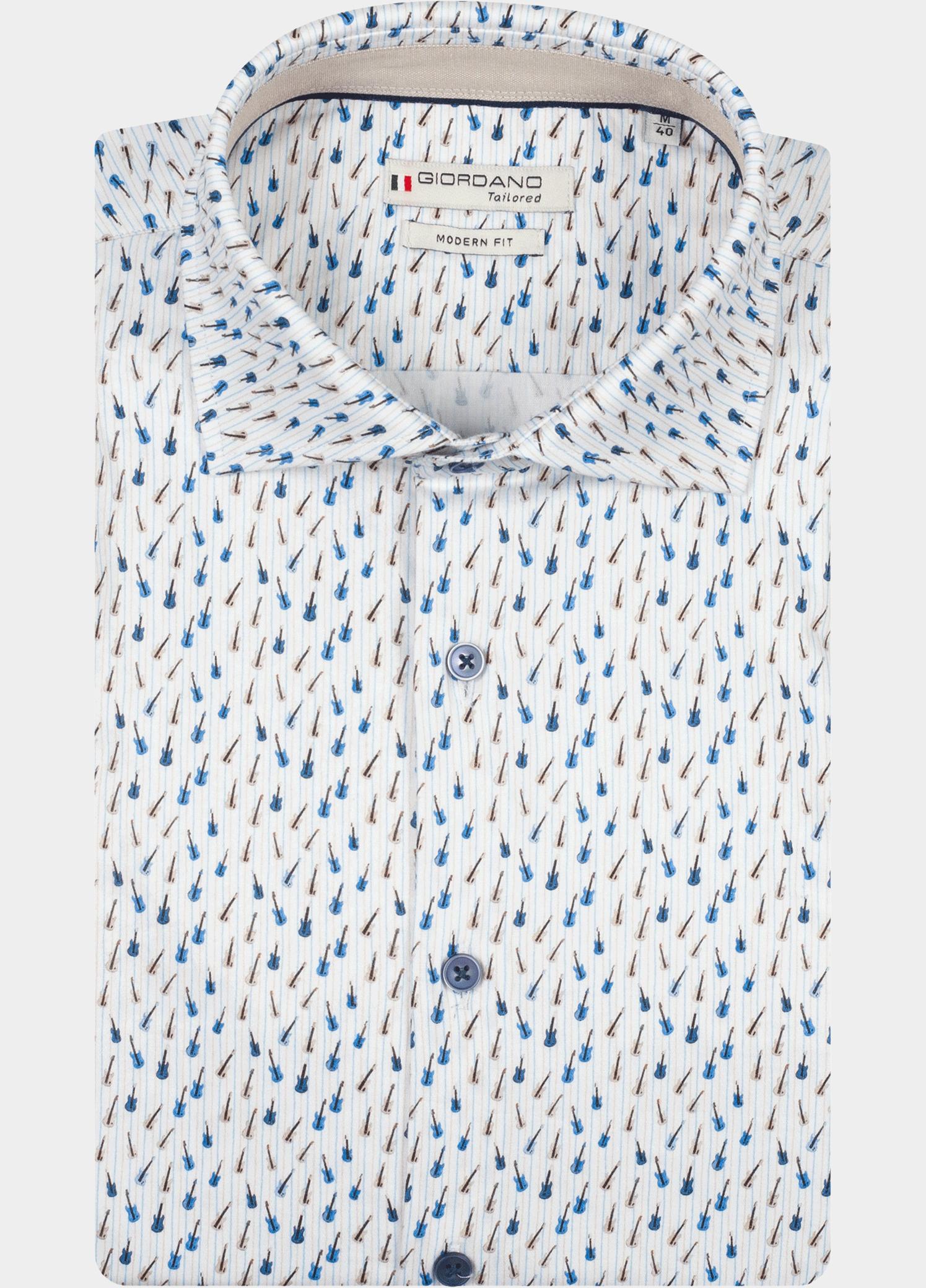 Giordano Overhemd heren Blauw Locarno Long Sleeve Semi Cuta 617882/60