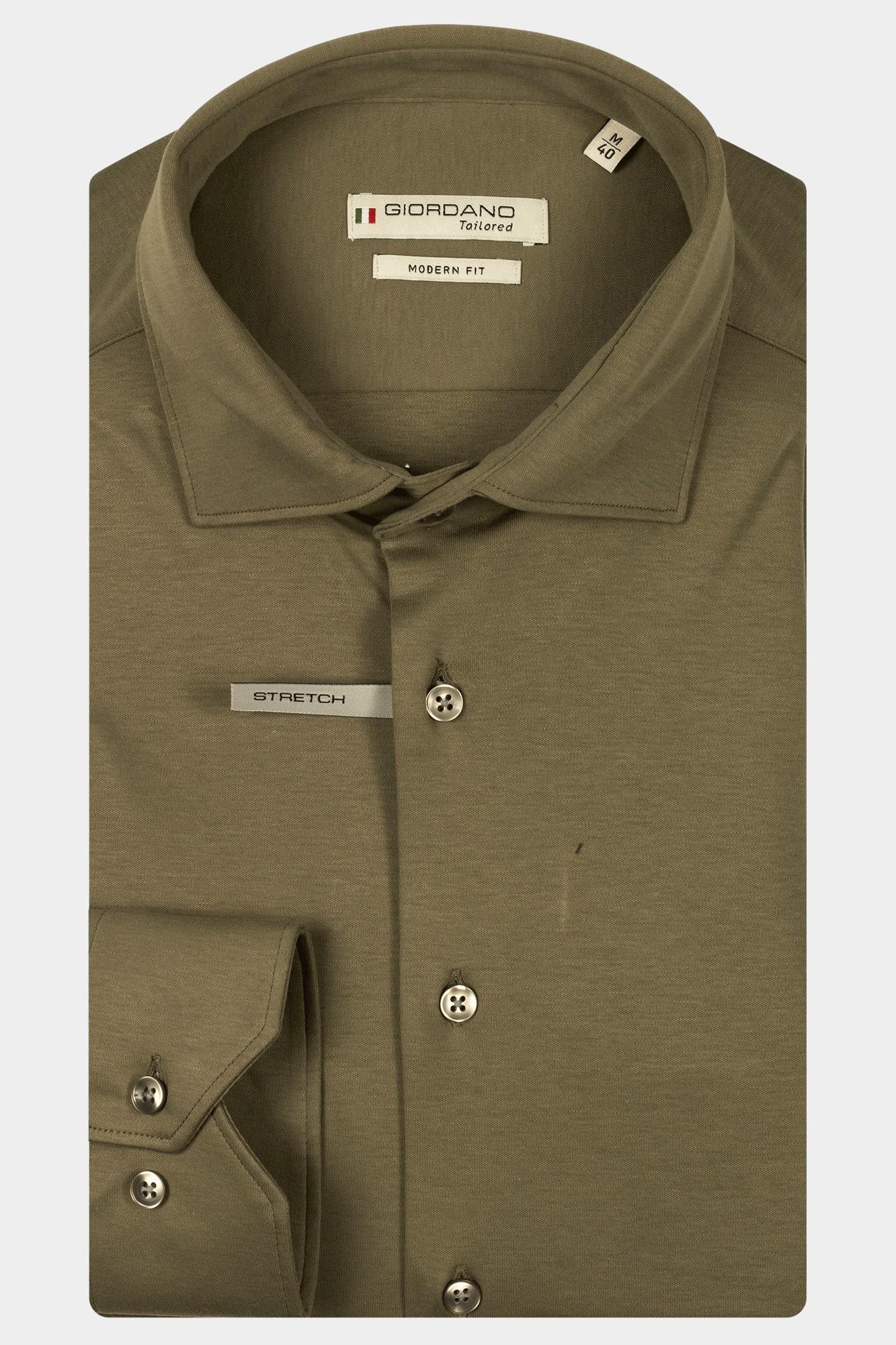 Giordano Casual hemd lange mouw Groen Maggiore long sleeve semi cut 517806/70