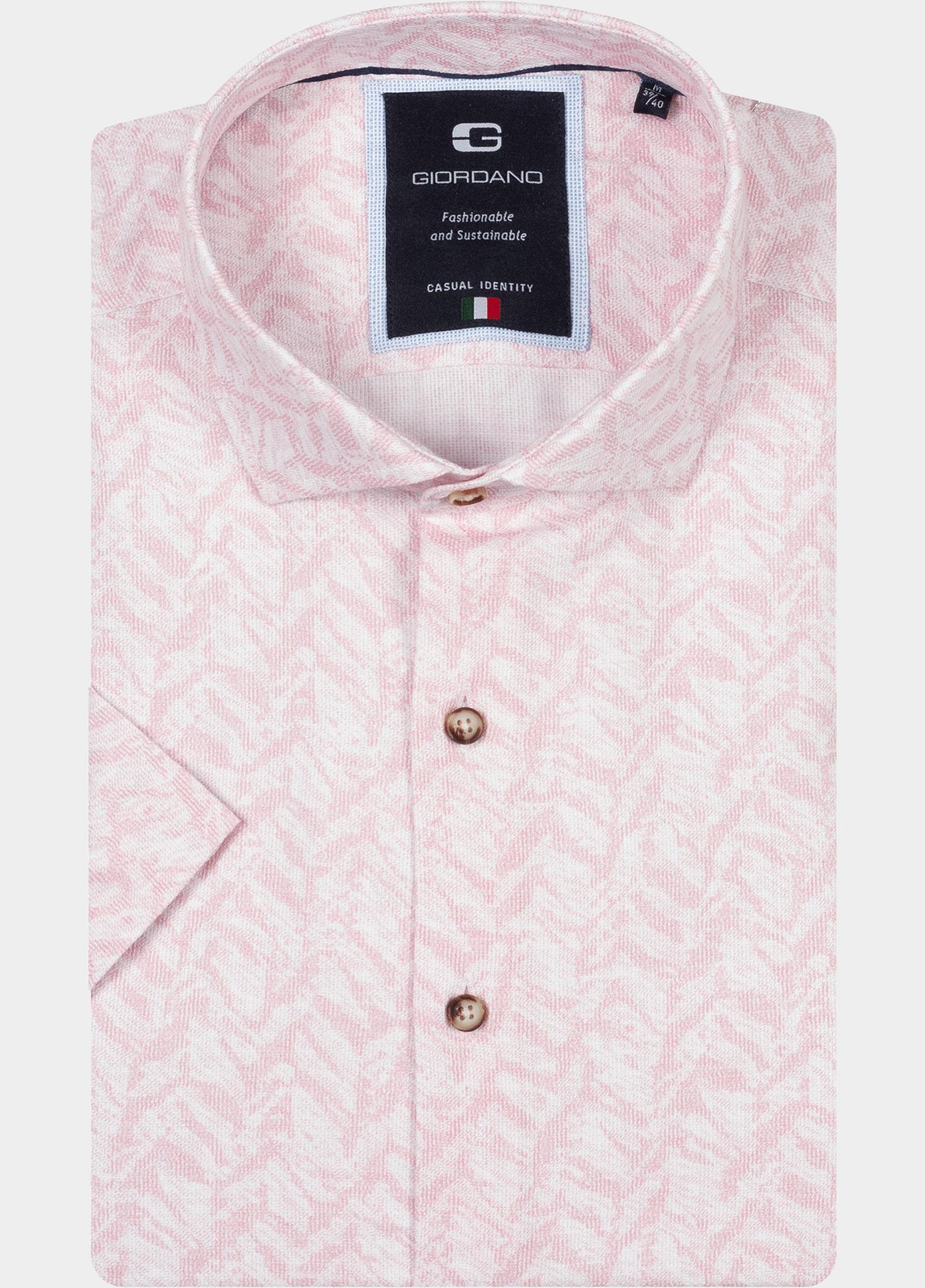 Giordano overhemd korte mouw heren Roze Front Short Sleeve Cutaway Ja 616889/51