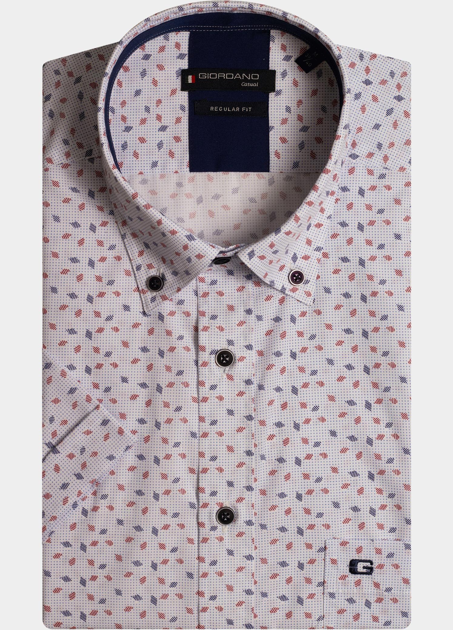 Giordano overhemd korte mouw heren Roze League, SS Button Down 416013/31