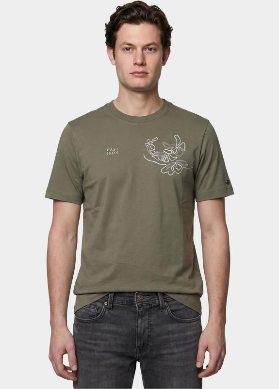 Cast Iron T-shirt heren Groen Short sleeve r-neck regular f CTSS2605586/6148