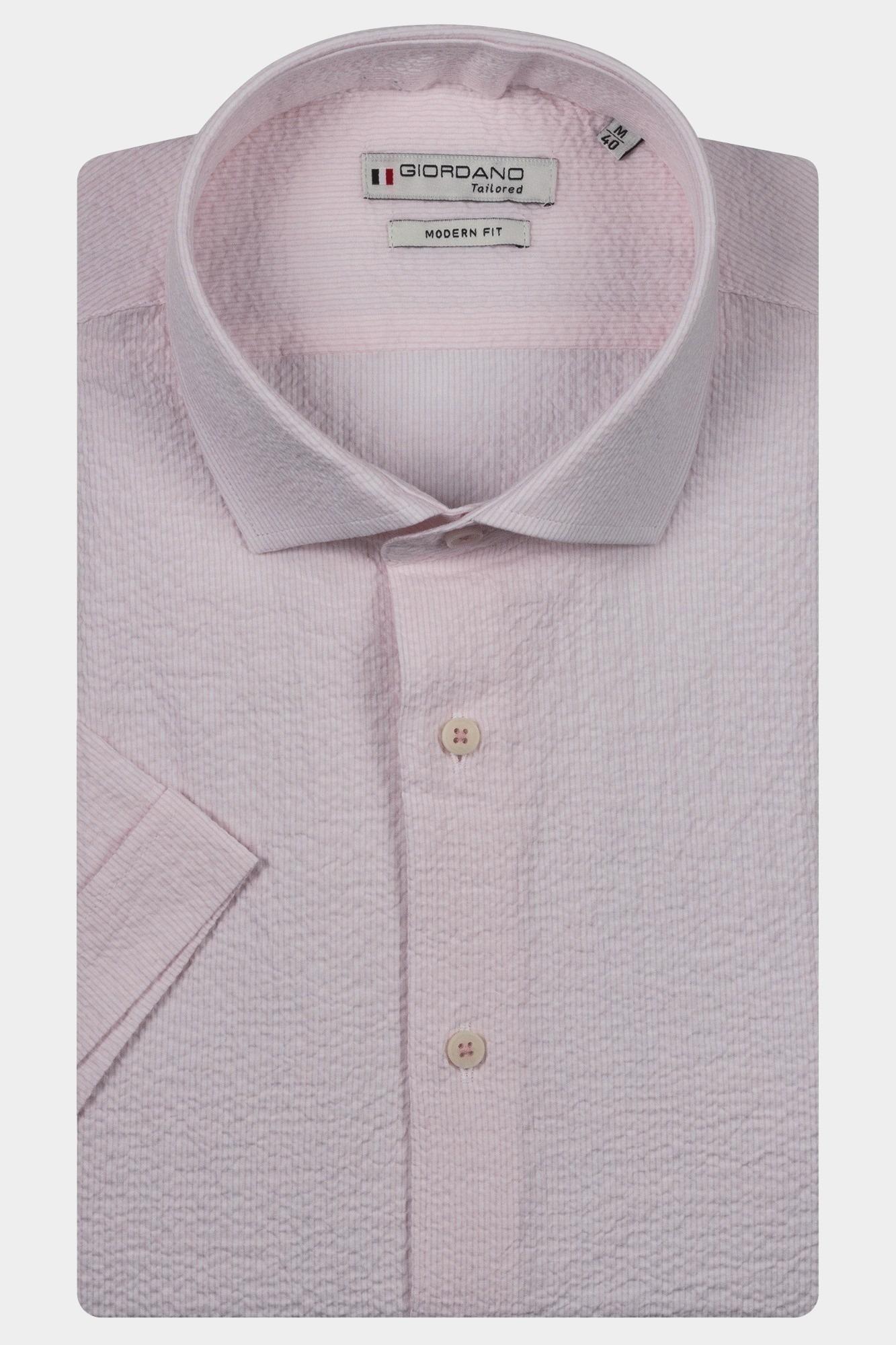 Giordano Casual hemd korte mouw Roze Front short sleeve cutaway Se 516861/51