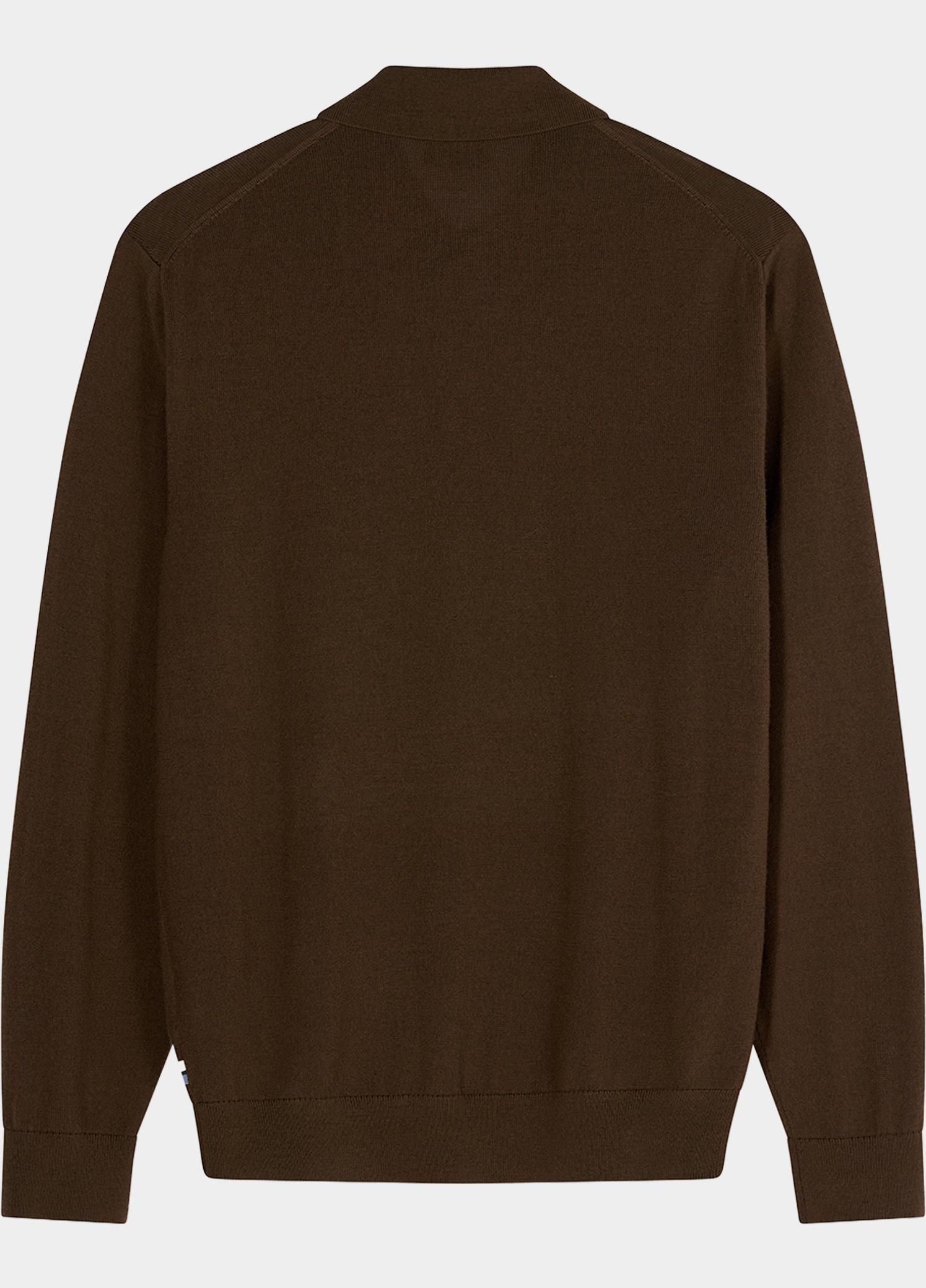 Olymp Polo lange mouwen heren Bruin Polo Strick 533924/89