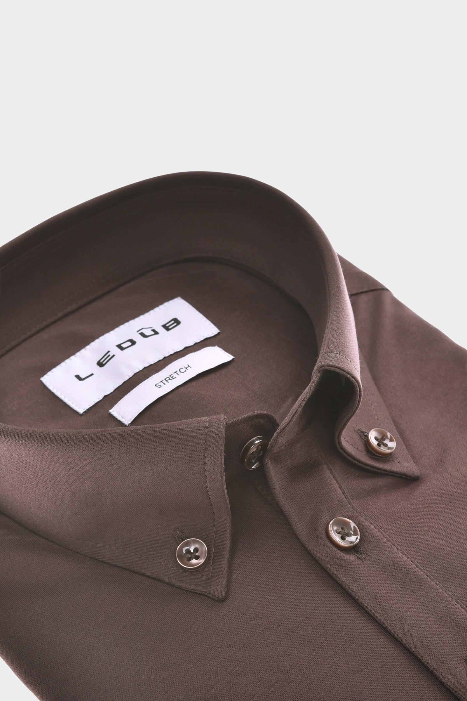 Ledub Polo lange mouw Bruin MFP5 0143117/680-000-000