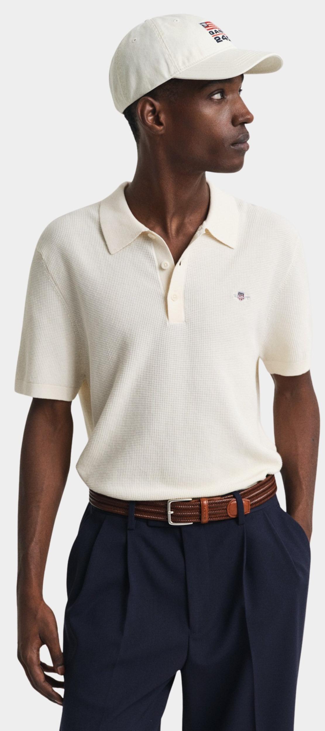 Gant Polo korte mouw Beige MICRO TEXTURED COTTON SS POLO 8030242/130