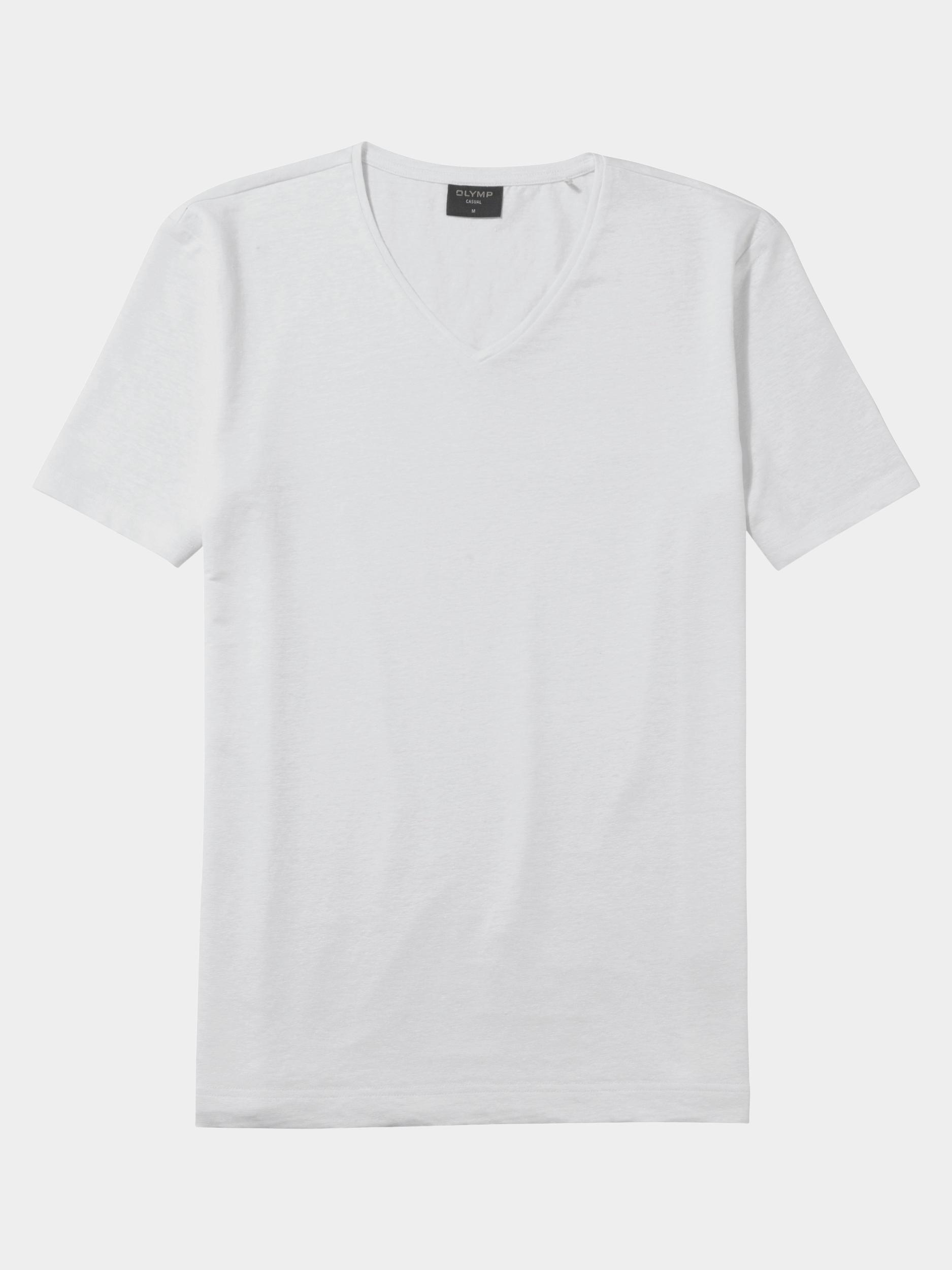 Olymp T-shirt korte mouw Wit Linen V-Neck T-Shirt 561552/00