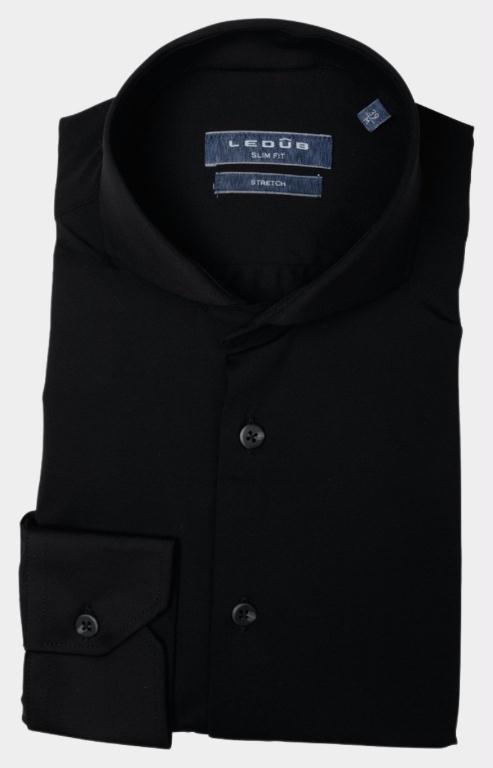Ledub Business hemd lange mouw Zwart Overhemd met Stretch Slimfit 0139538/290000