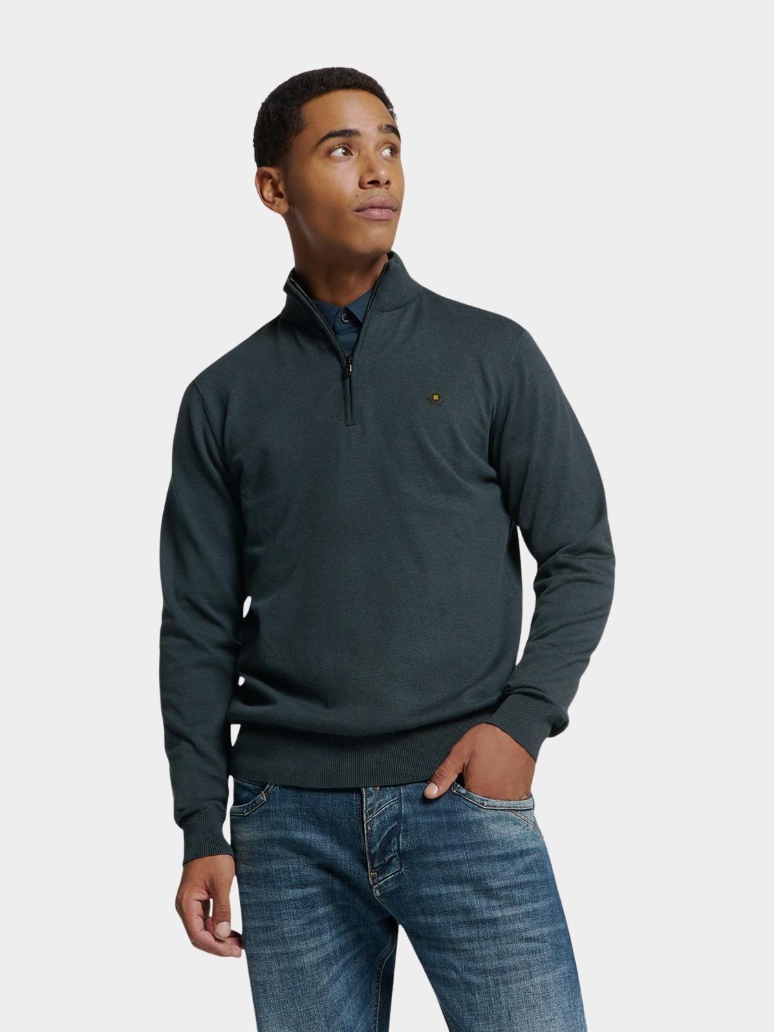 No Excess Half Zip Blauw Pullover Half Zip 2 Coloured N2185/078