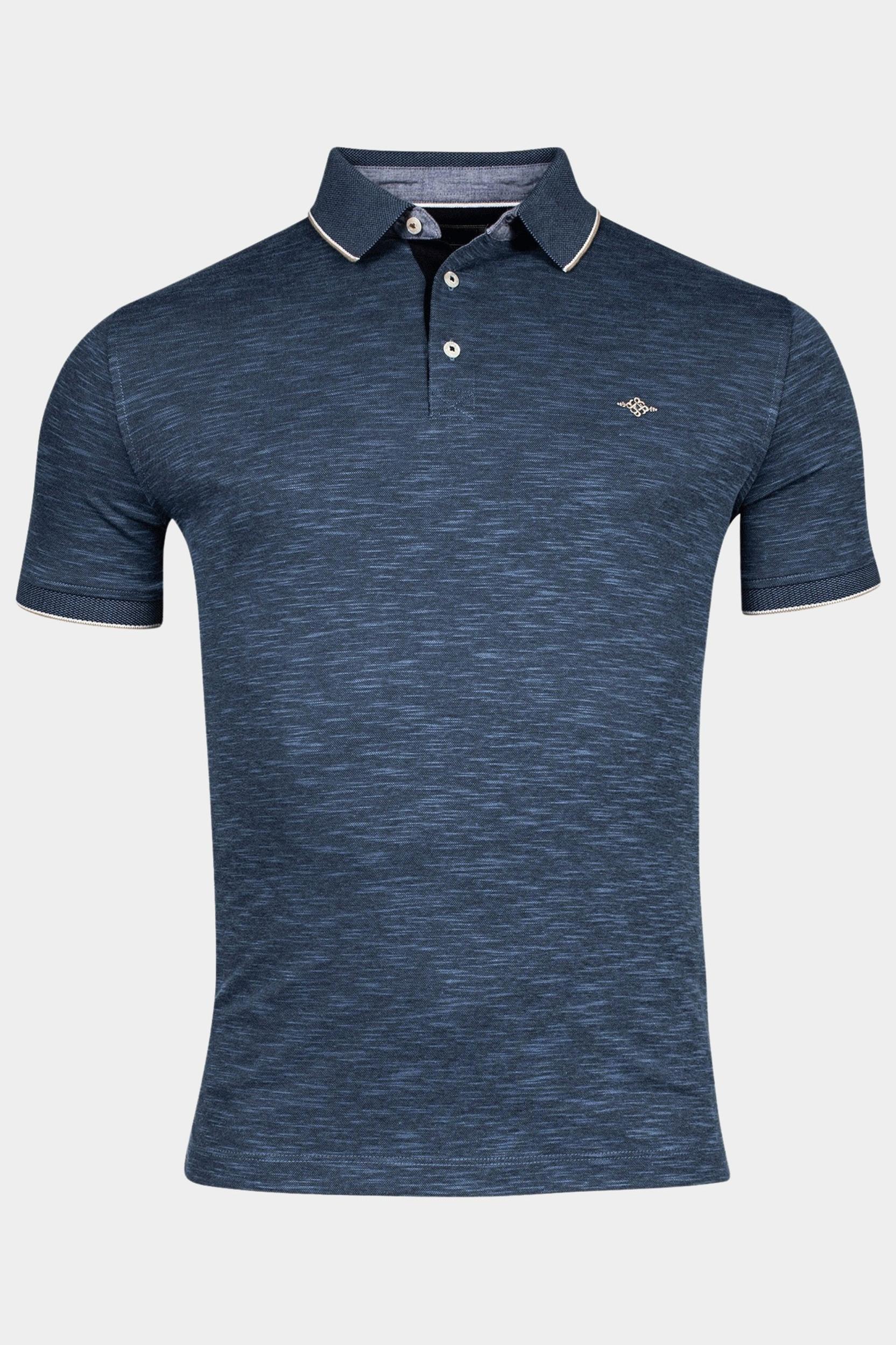 Baileys Polo korte mouw Blauw Poloshirt 2-tone slub interloc 415212/60