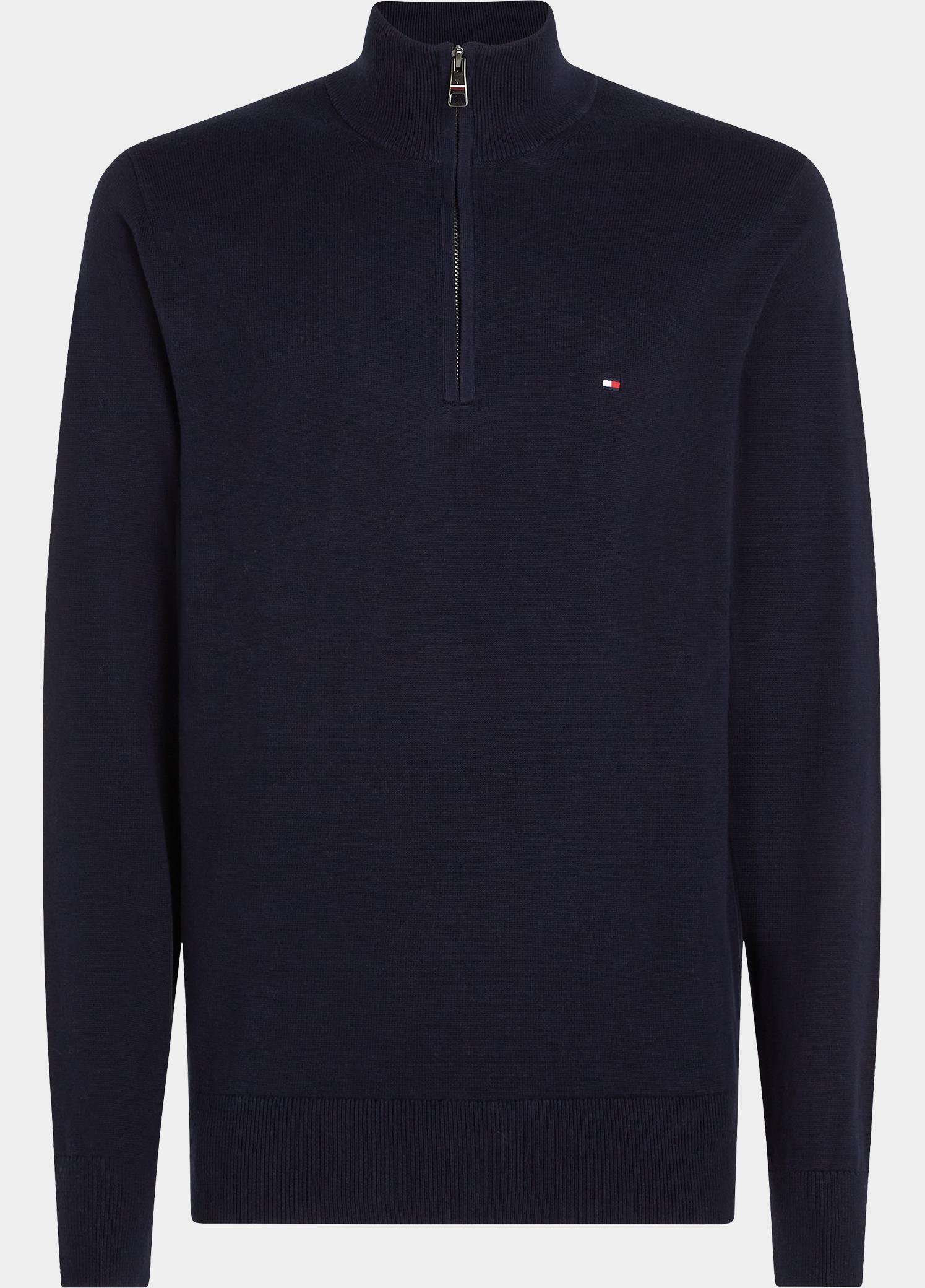 Tommy Hilfiger Half Zip Blauw PIMA ORG CTN CASHMERE ZIP MOC MW0MW28049/DW5