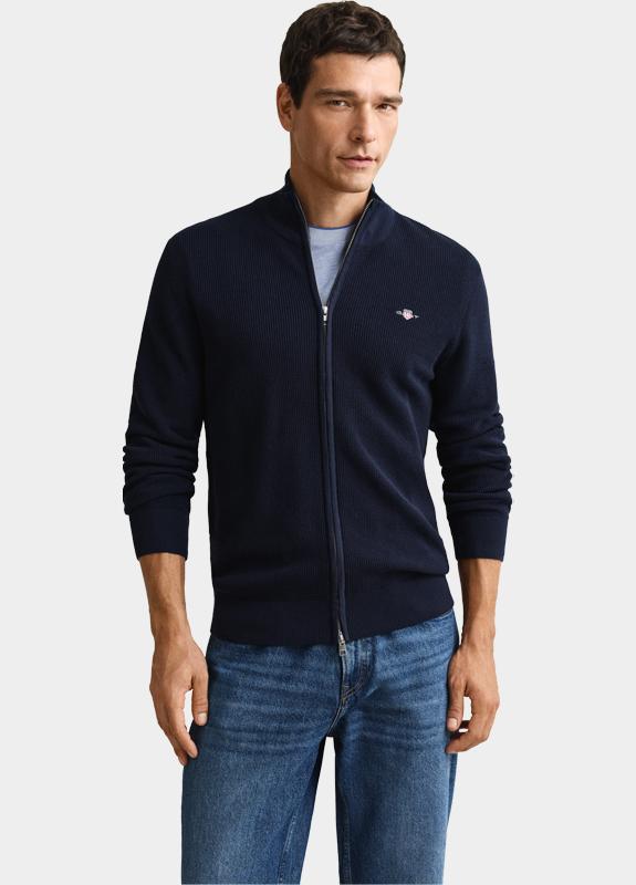 Gant Vest heren Blauw Katoenen vest met ritssluitin 8030293/433