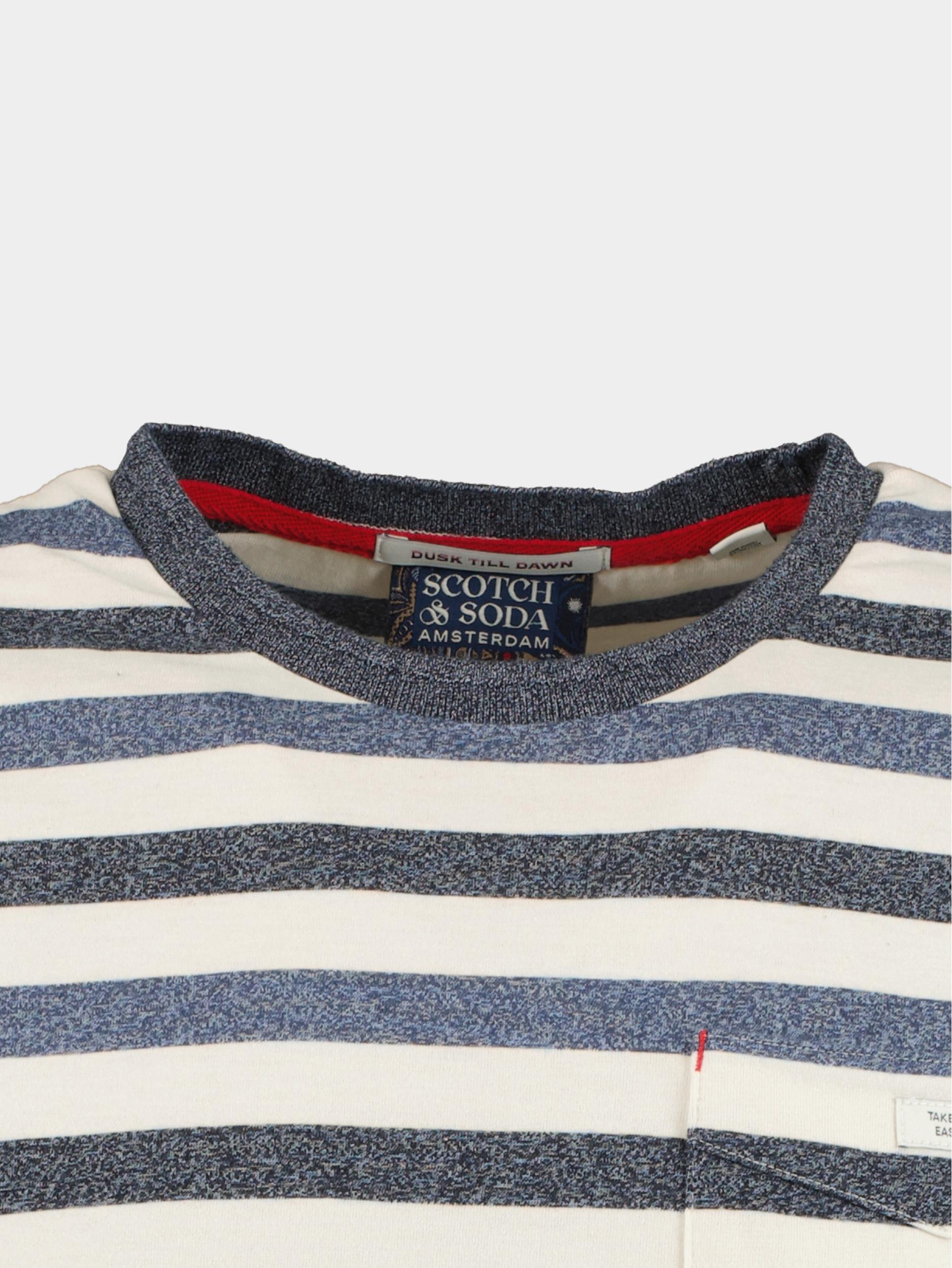 Scotch & Soda T-shirt korte mouw Blauw Washed yarn dye stripe T-shirt 174168/6057