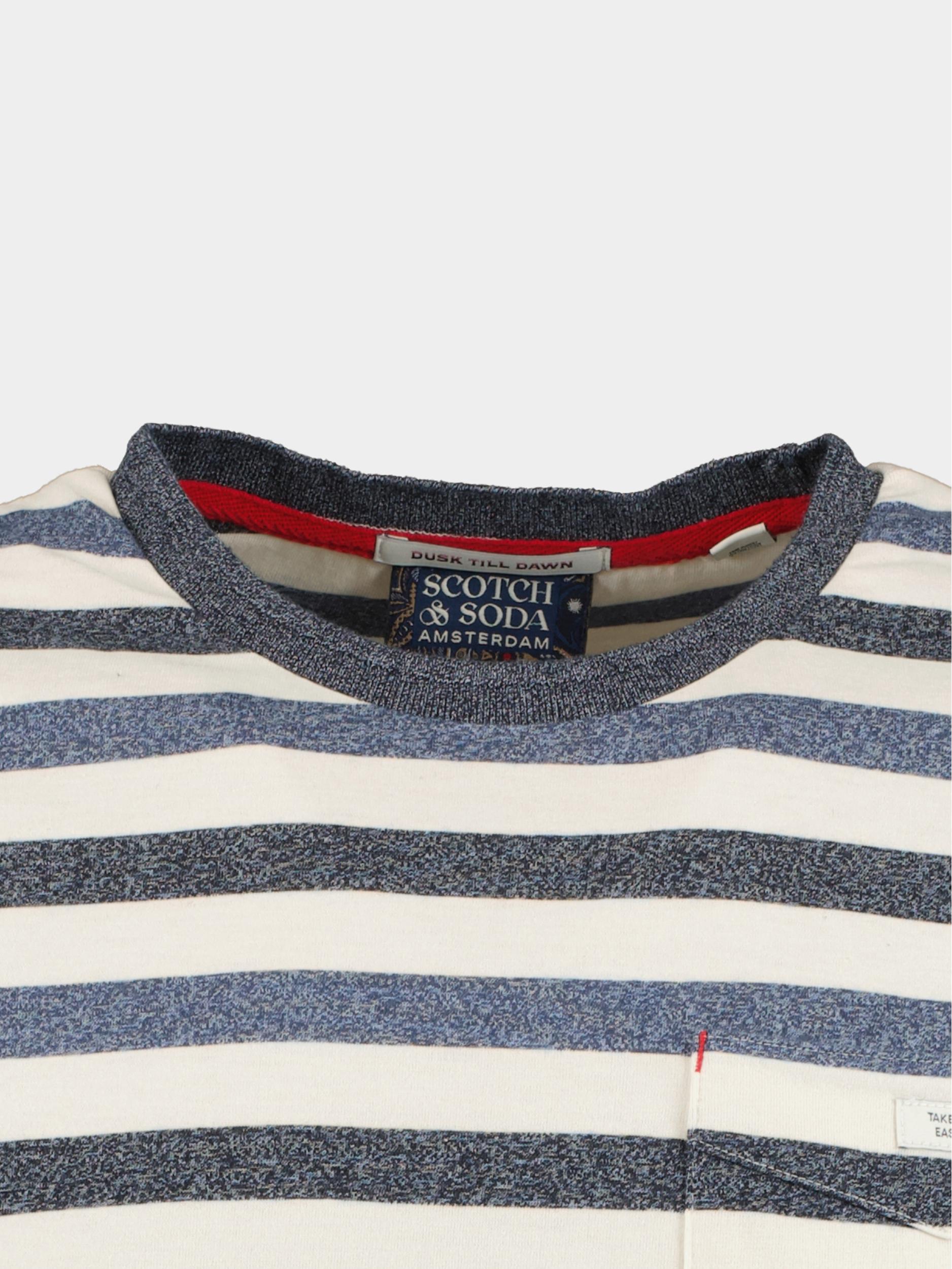 Scotch & Soda T-shirt korte mouw Blauw Washed yarn dye stripe T-shirt 174168/6057