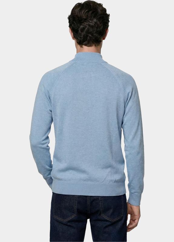 Innocente Half Zip Blauw Half zip met structuur 326/8147 Light Blue