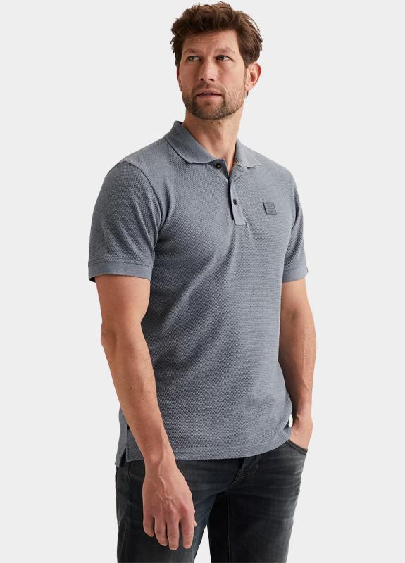 PME Legend Polo korte mouw Blauw Short sleeve polo popcorn jer PPSS2602856/5106