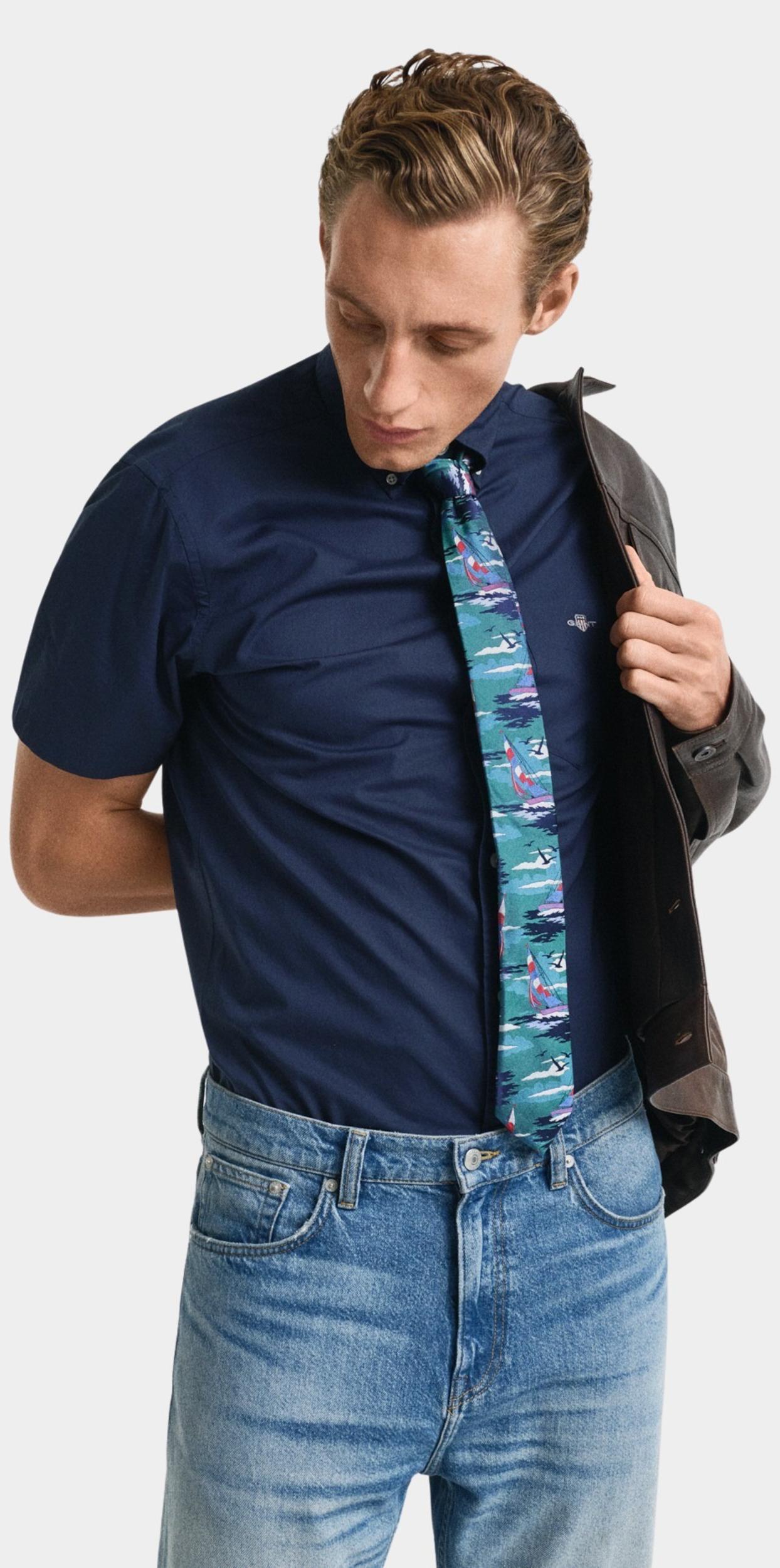 Gant Casual hemd korte mouw Blauw REG CLASSIC POPLIN SS SHIRT 3000101/410