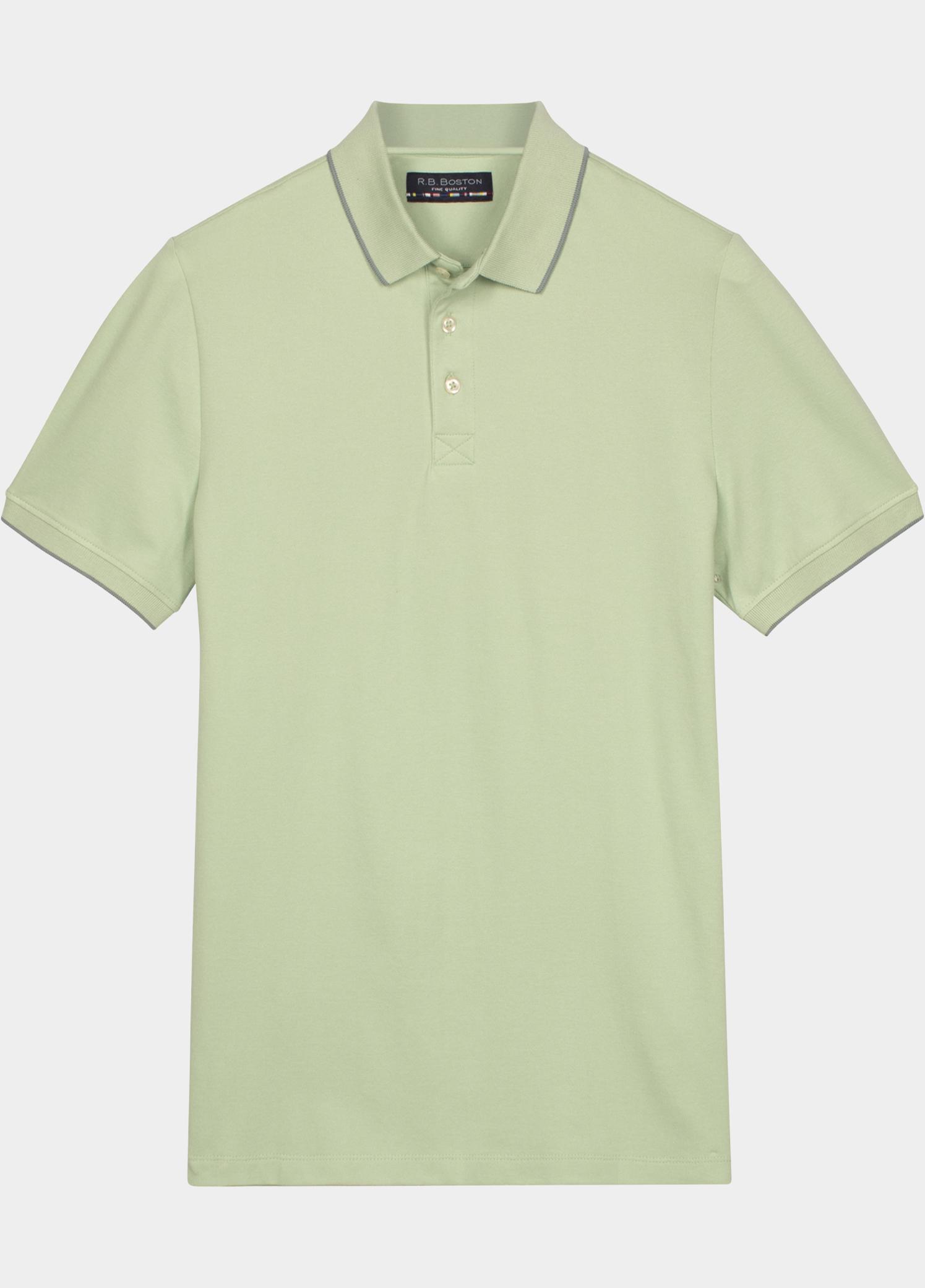 R.B. Boston Polo heren Groen Polo Shirt  Solid Oxford Piqu 615294-78/71