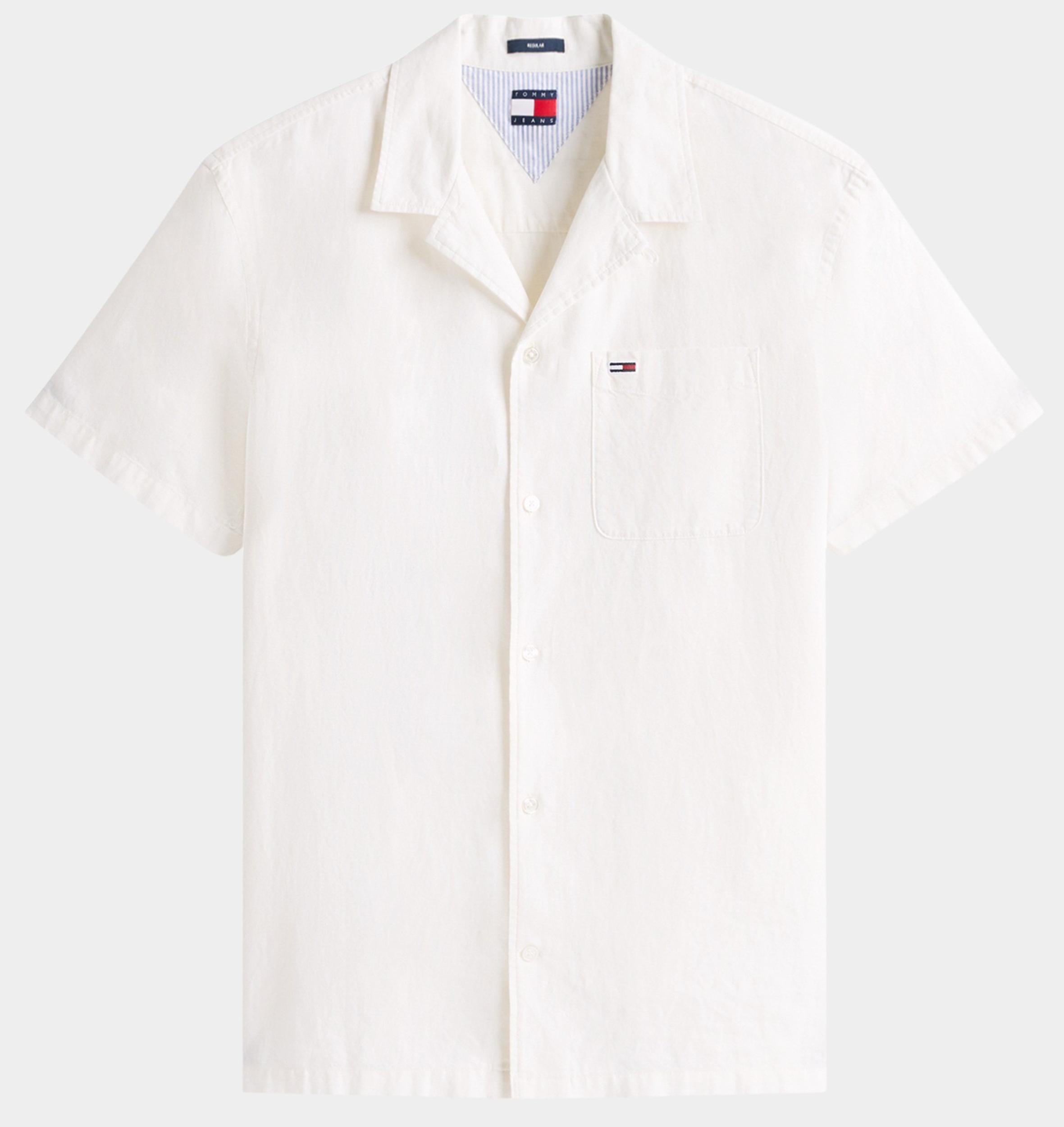 Tommy Jeans Casual hemd korte mouw Wit TJM LINEN BLEND CAMP SS EXT DM0DM20895/YBL