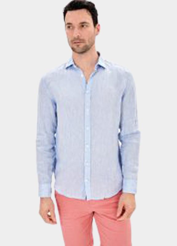 Blue Coast Overhemd heren Blauw 100% linnen, regular fit 118L/0015 celeste