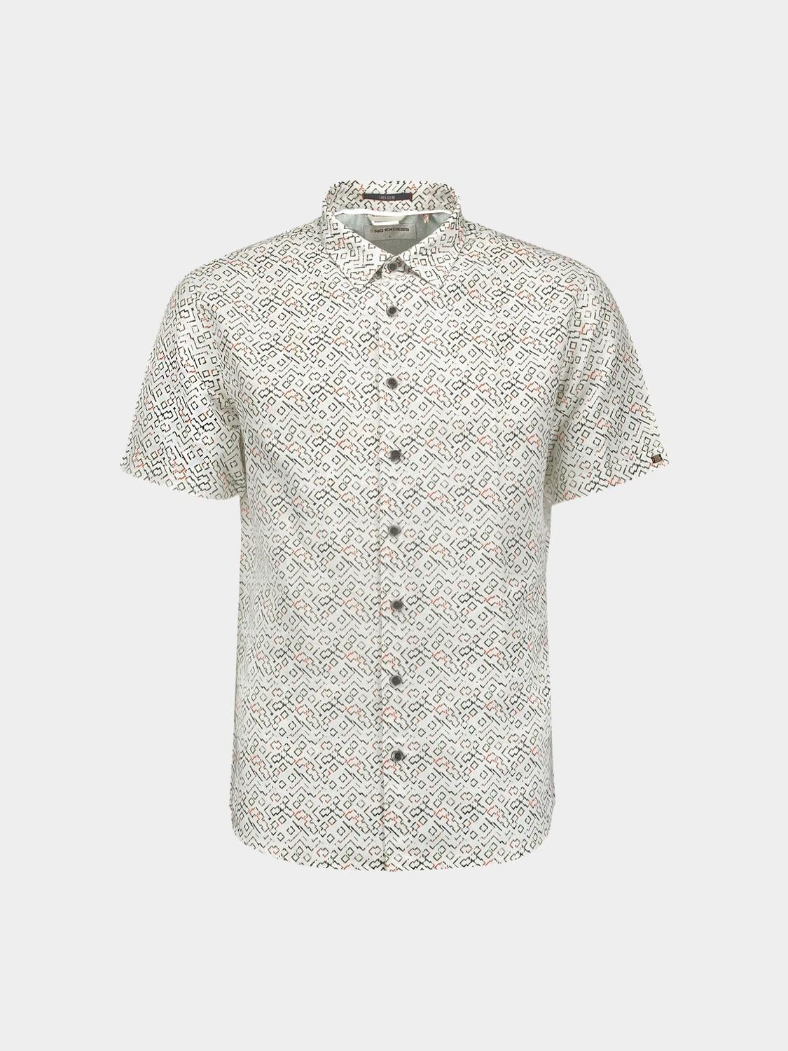No Excess Casual hemd korte mouw Wit Shirt Short Sleeve Allover Pr 23440378/010