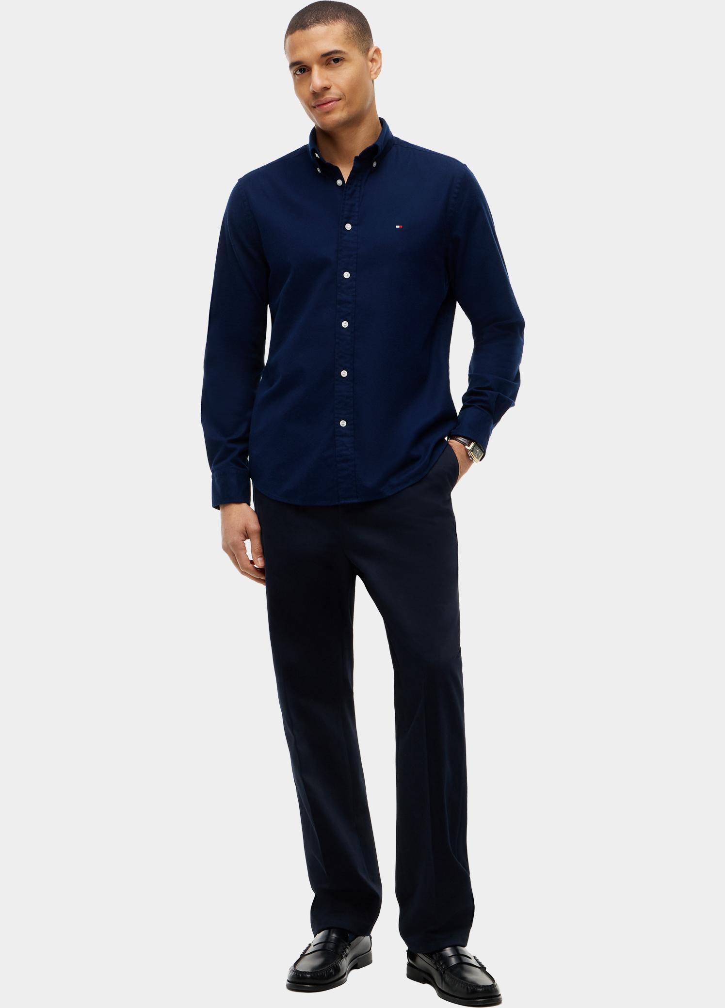 Tommy Hilfiger Overhemd heren Blauw FLEX FLANNEL SOLID RF SHIRT MW0MW40469/DCC