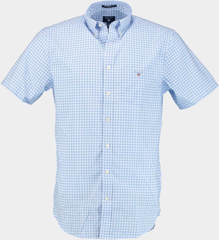 Gant Casual hemd korte mouw Blauw overhemd gingham lichtblauw rf 3046701/468