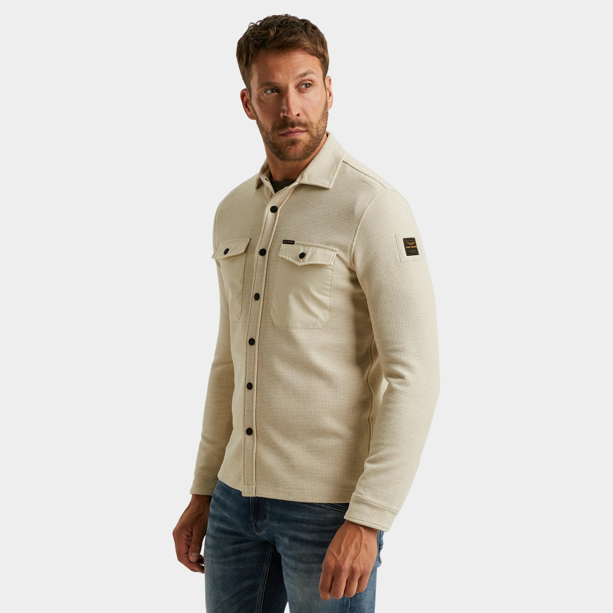 PME Legend Casual hemd lange mouw Beige LONG SLEEVE SHIRT Waffle Jers PSI2511246/7013