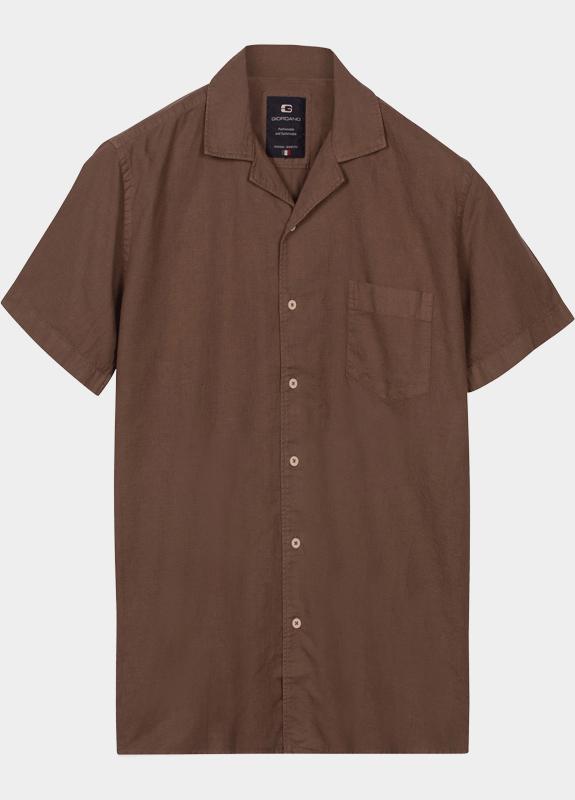 Giordano overhemd korte mouw heren Bruin Capri Short Sleeve Resort Gar 616002/80