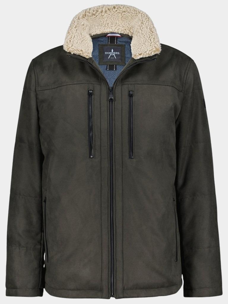 Donders 1860 Winterjack Bruin Leerlook met afneembare kraag 21980/680