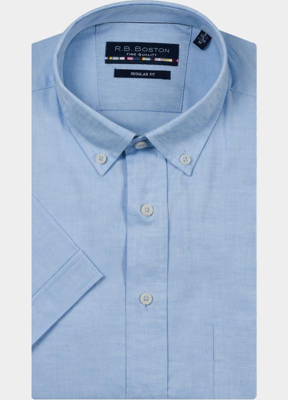 R.B. Boston overhemd korte mouw heren Blauw Marshall SS Button Down 616670/61