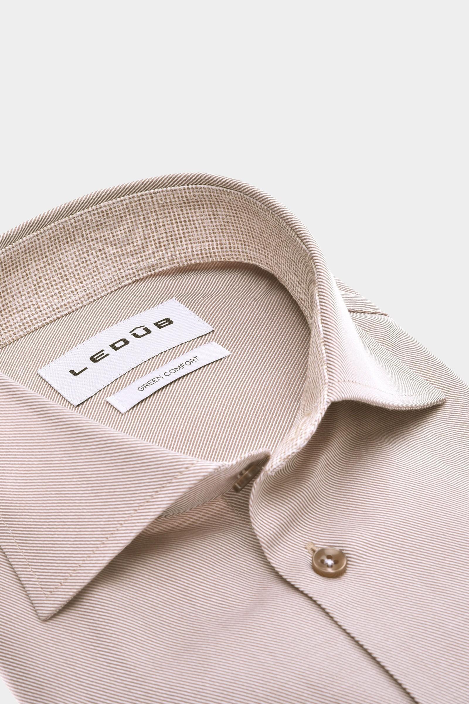 Ledub Business hemd lange mouw Beige MFN5 0143100/640-680-000