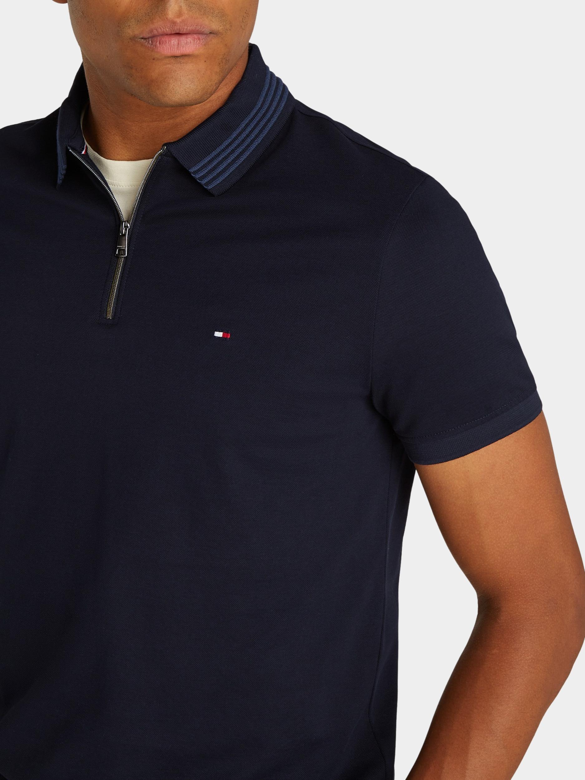 Tommy Hilfiger Polo korte mouw Blauw Mercerised Pique Zip Reg Polo MW0MW38473/DW5