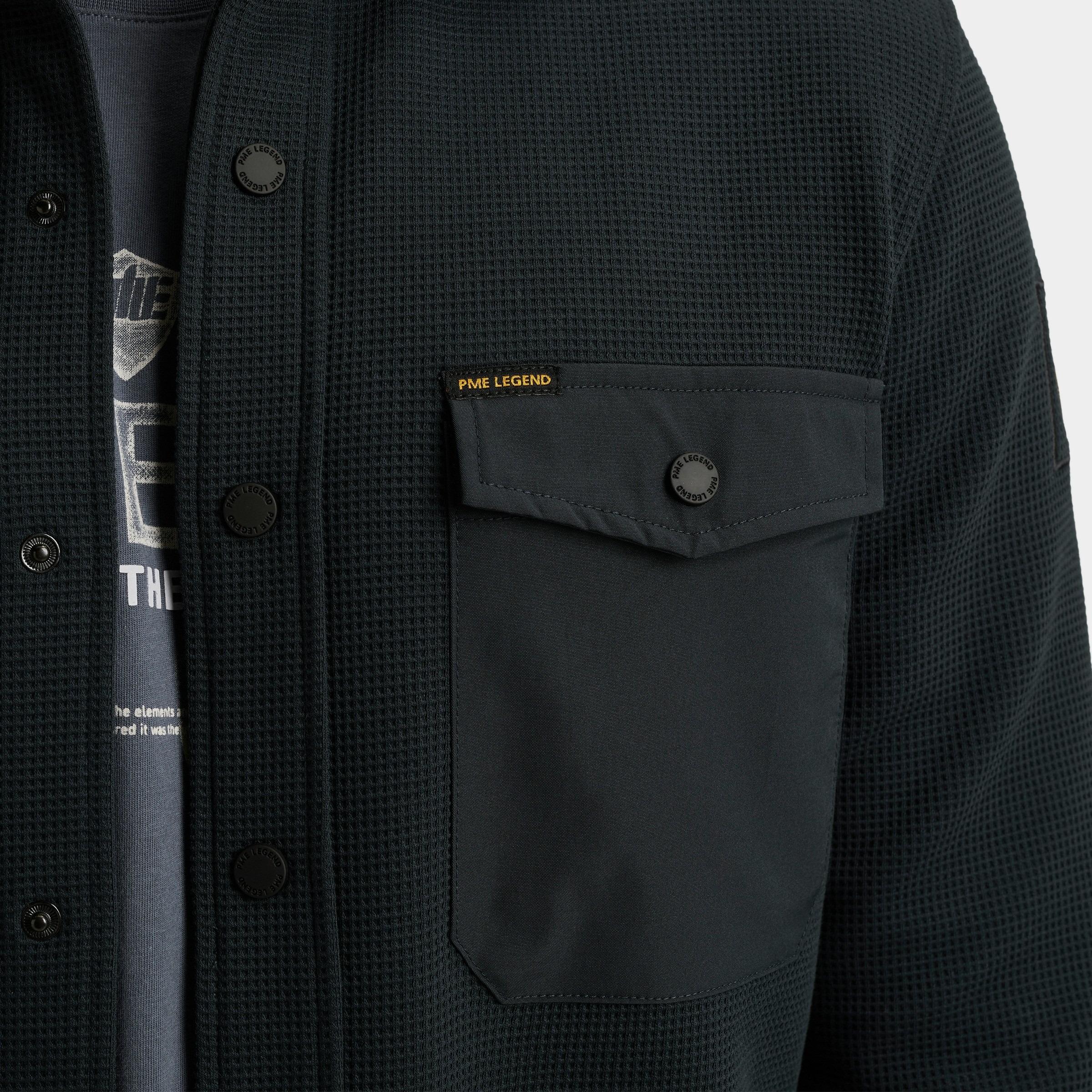 PME Legend Casual hemd lange mouw Blauw LONG SLEEVE SHIRT Waffle Jers PSI2511246/5282