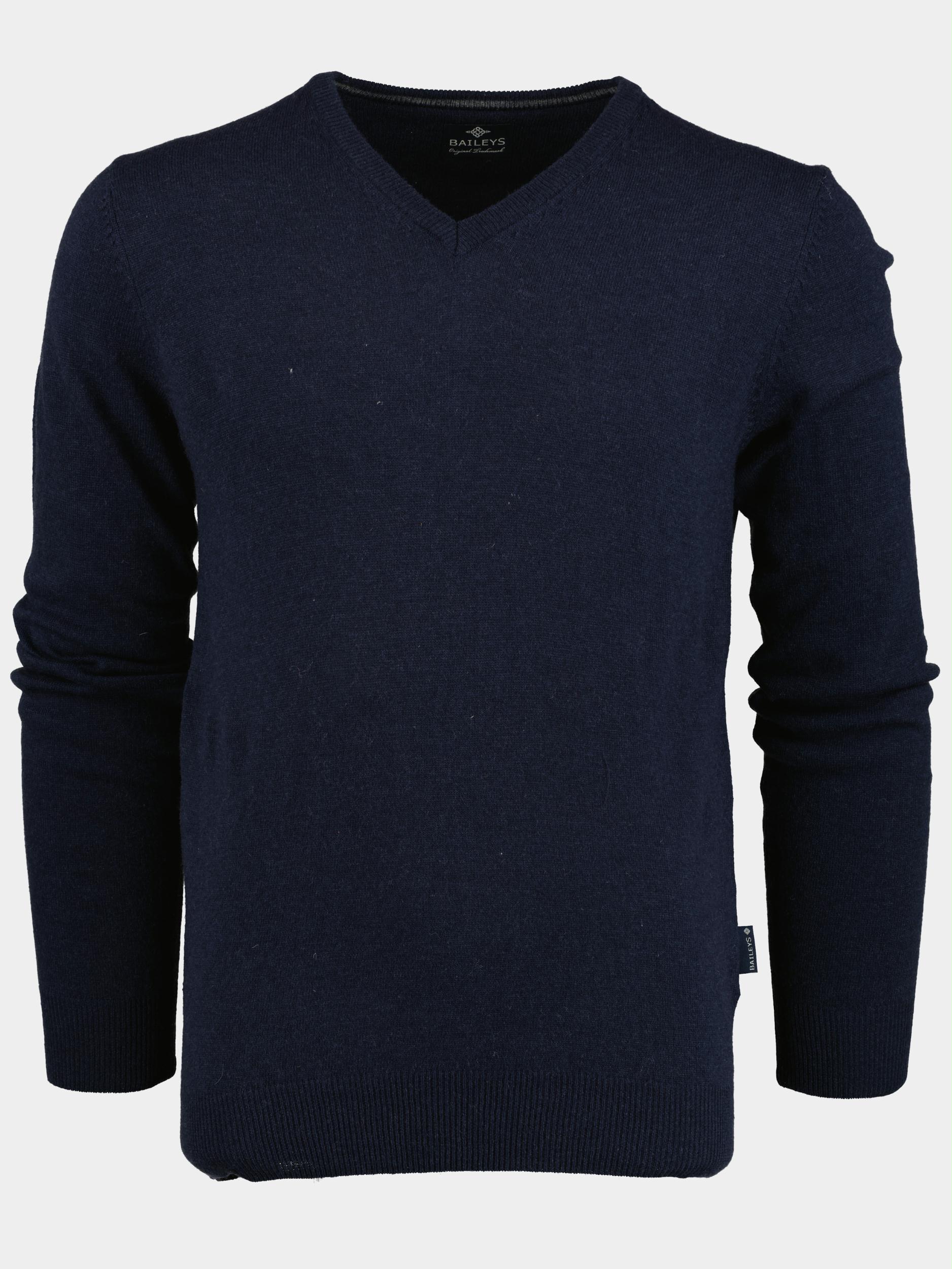 Baileys Pullover Blauw Lamswollen trui v-hals 220071/105