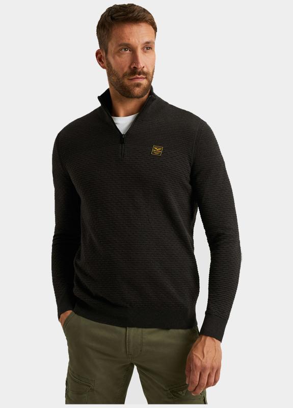 PME Legend Half Zip Zwart Half zip collar cotton moulin PKW2510301/999